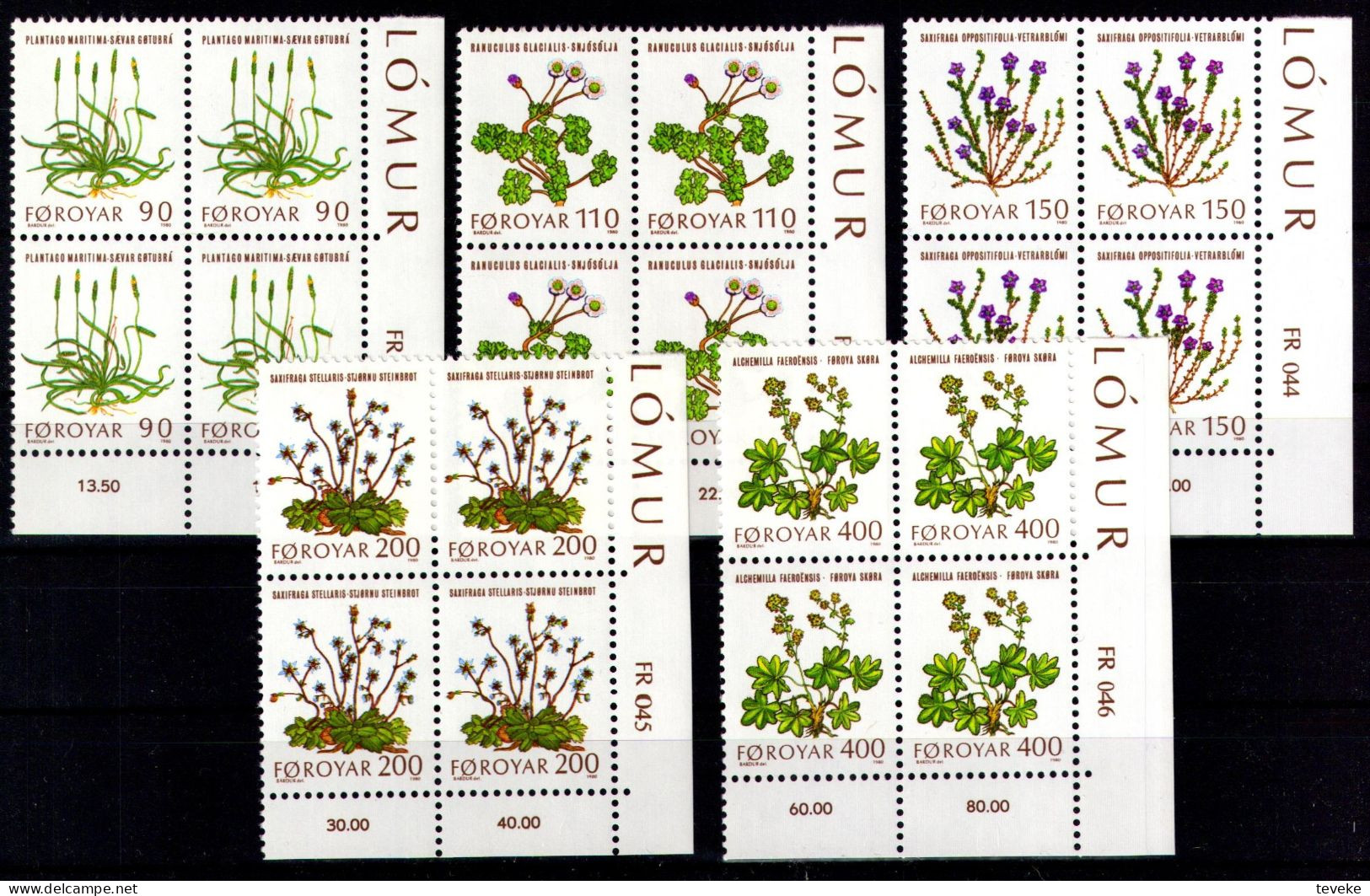 FAEROËR 1980 - MiNr. 48/52 BL4 - **/MNH - Flora - Field Flowers - Färöer Inseln