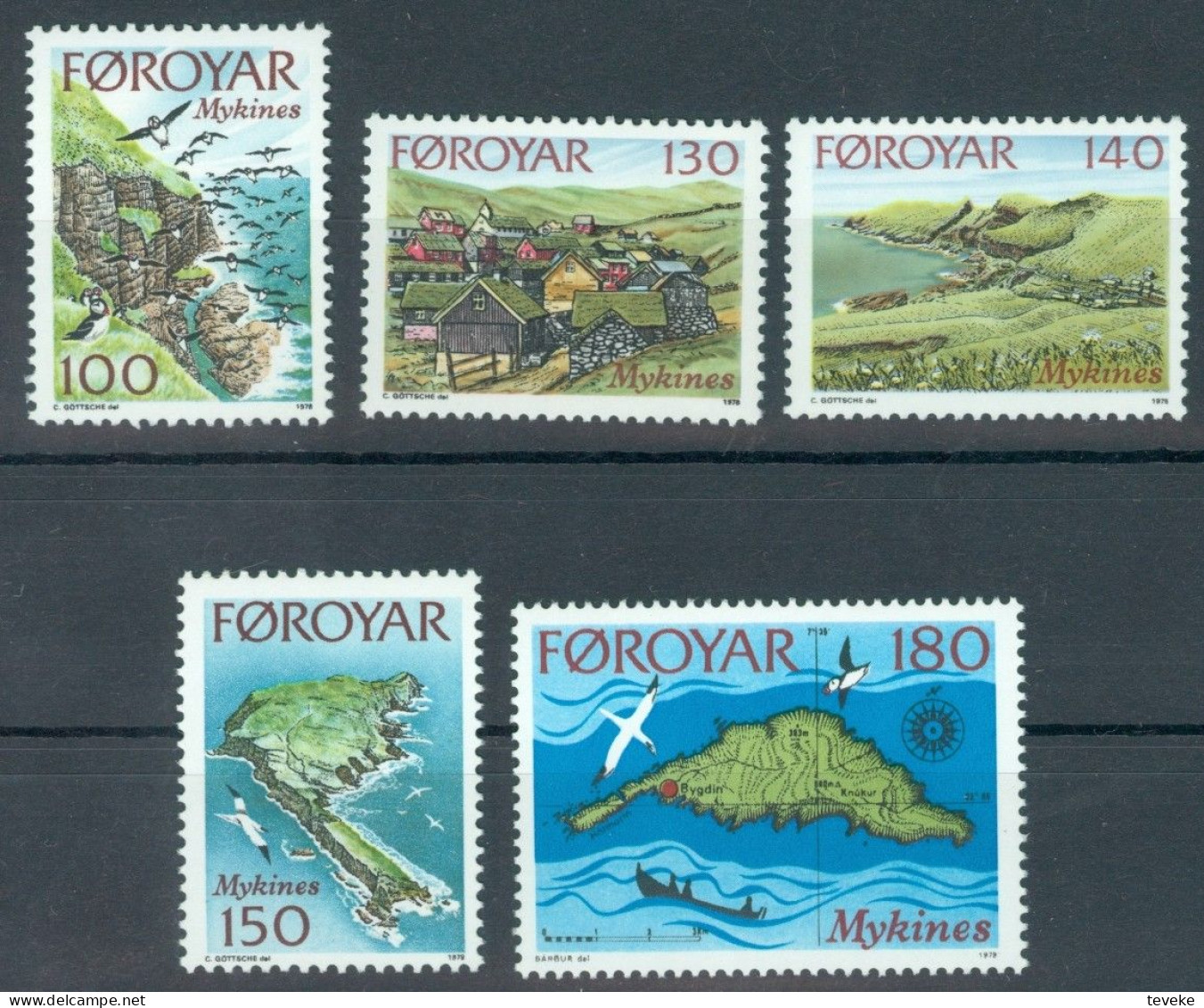 FAEROËR 1978 - MiNr. 31/35 - **/MNH -  Mykines Island - Faroe Islands