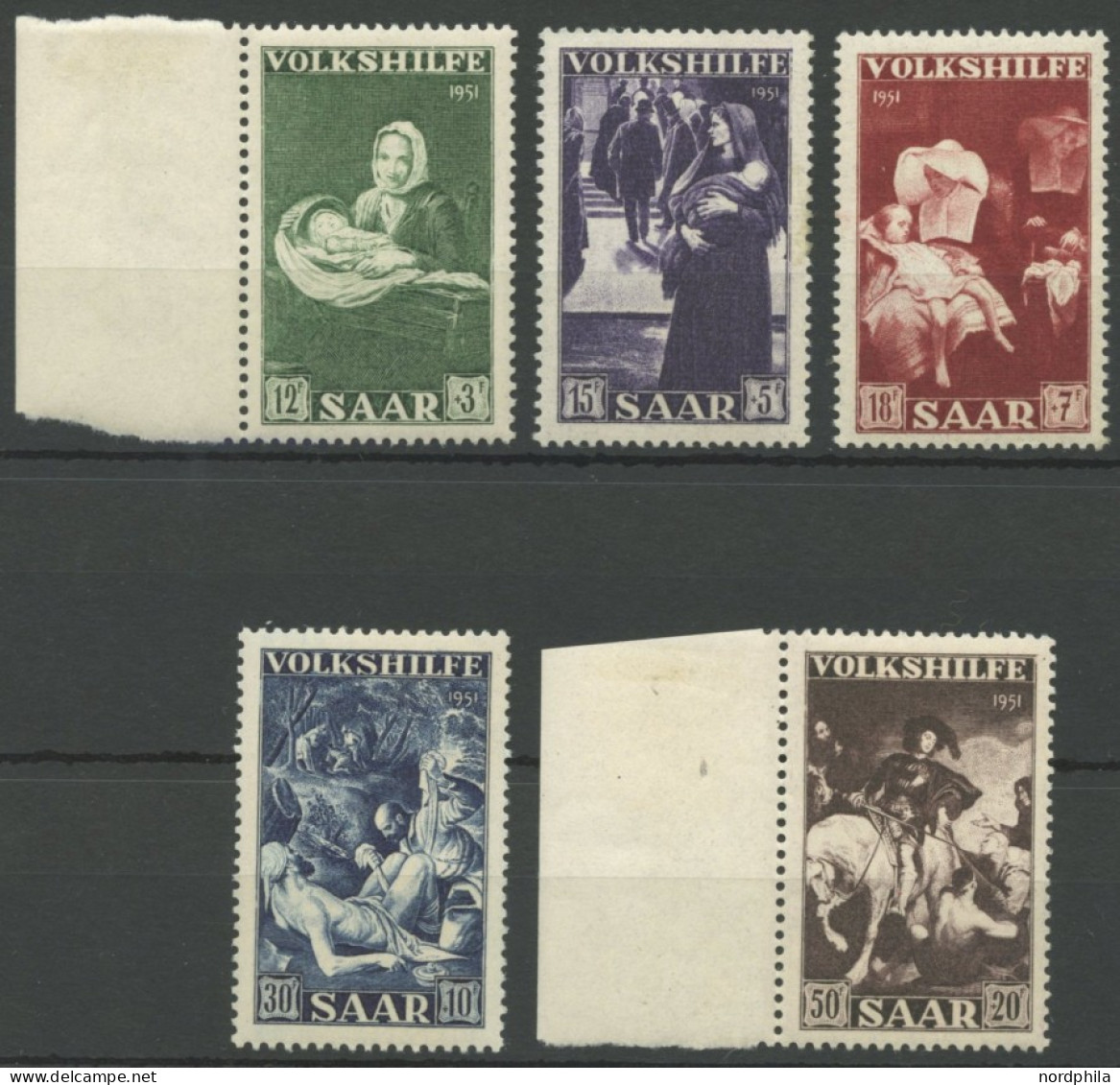 SAARLAND 309-13 **, 1951, Volkshilfe, Postfrischer Prachtsatz, Mi. 65.- - Otros & Sin Clasificación