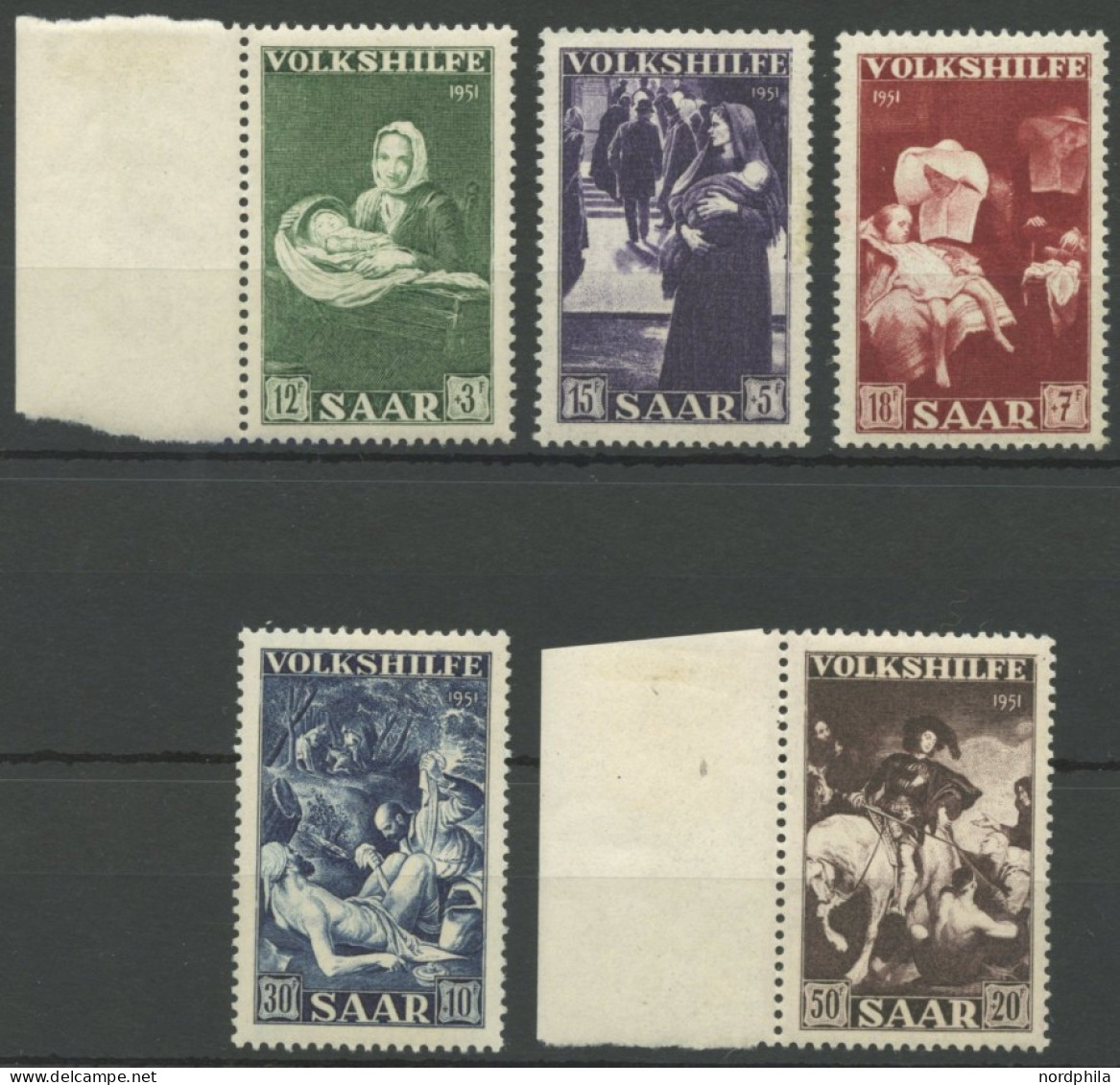 SAARLAND 309-13 **, 1951, Volkshilfe, Postfrischer Prachtsatz, Mi. 65.- - Sonstige & Ohne Zuordnung