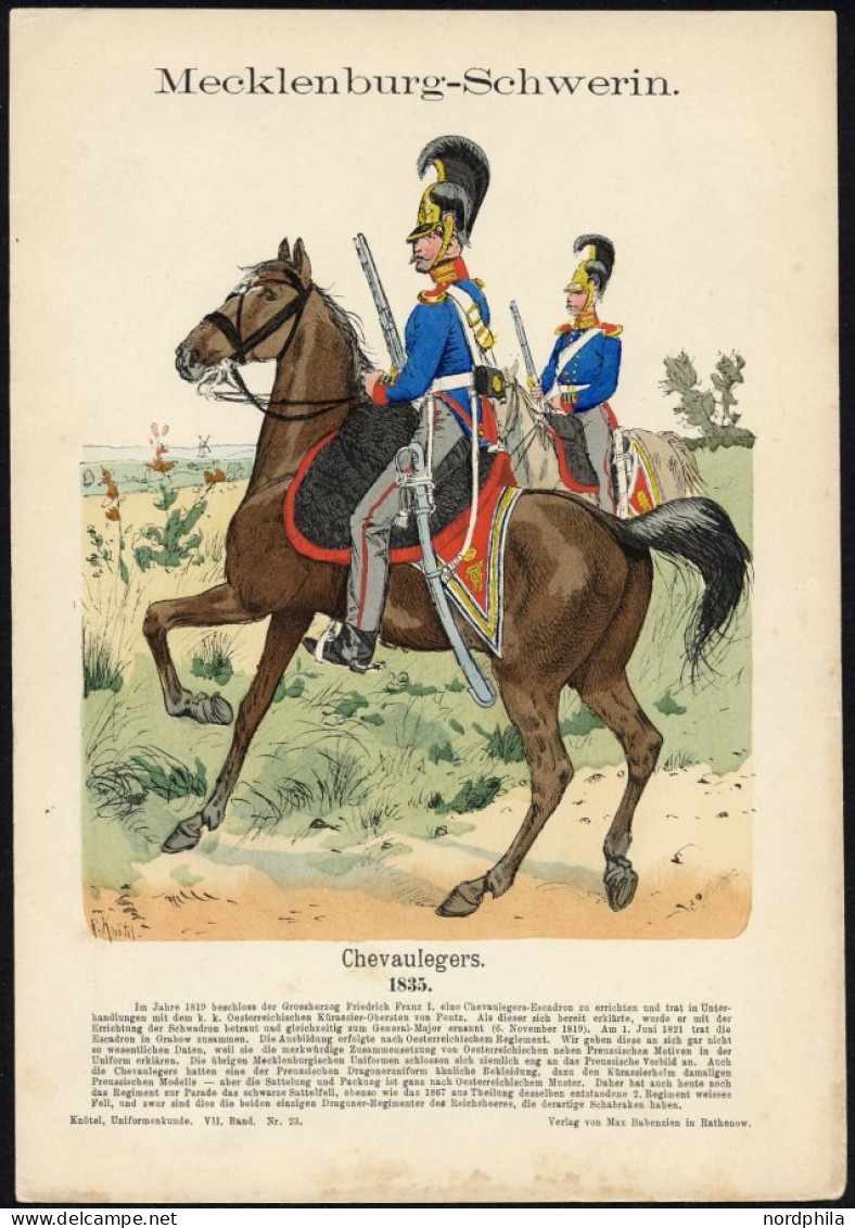 MECKLENBURG SCHWERIN Knötel, Uniformenkunde, Band VII. No. 23: Mecklenburg Schwerin,Chevaulegers Von 1835, Farbige Litho - 4. Neuzeit (1789-1914)
