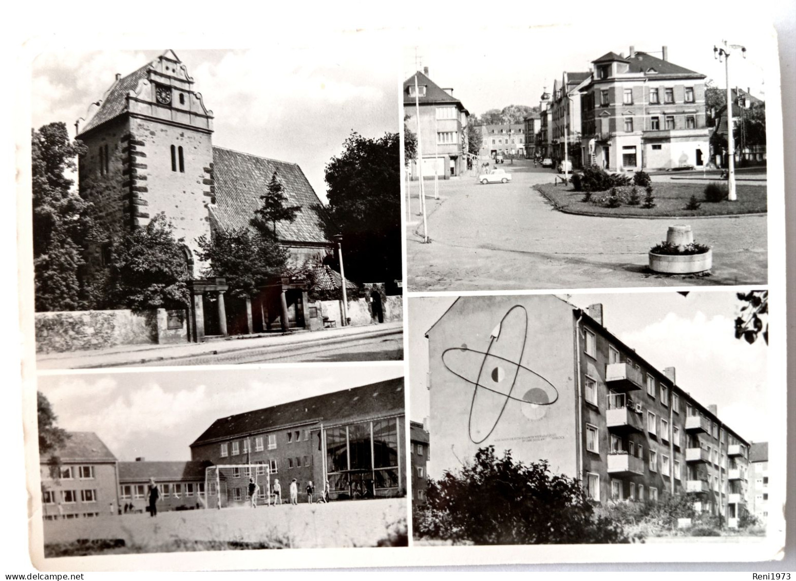 Coswig, 4 Ansichten, Straßenansicht, Fussballplatz, Wohnhaus, 1975 - Coswig