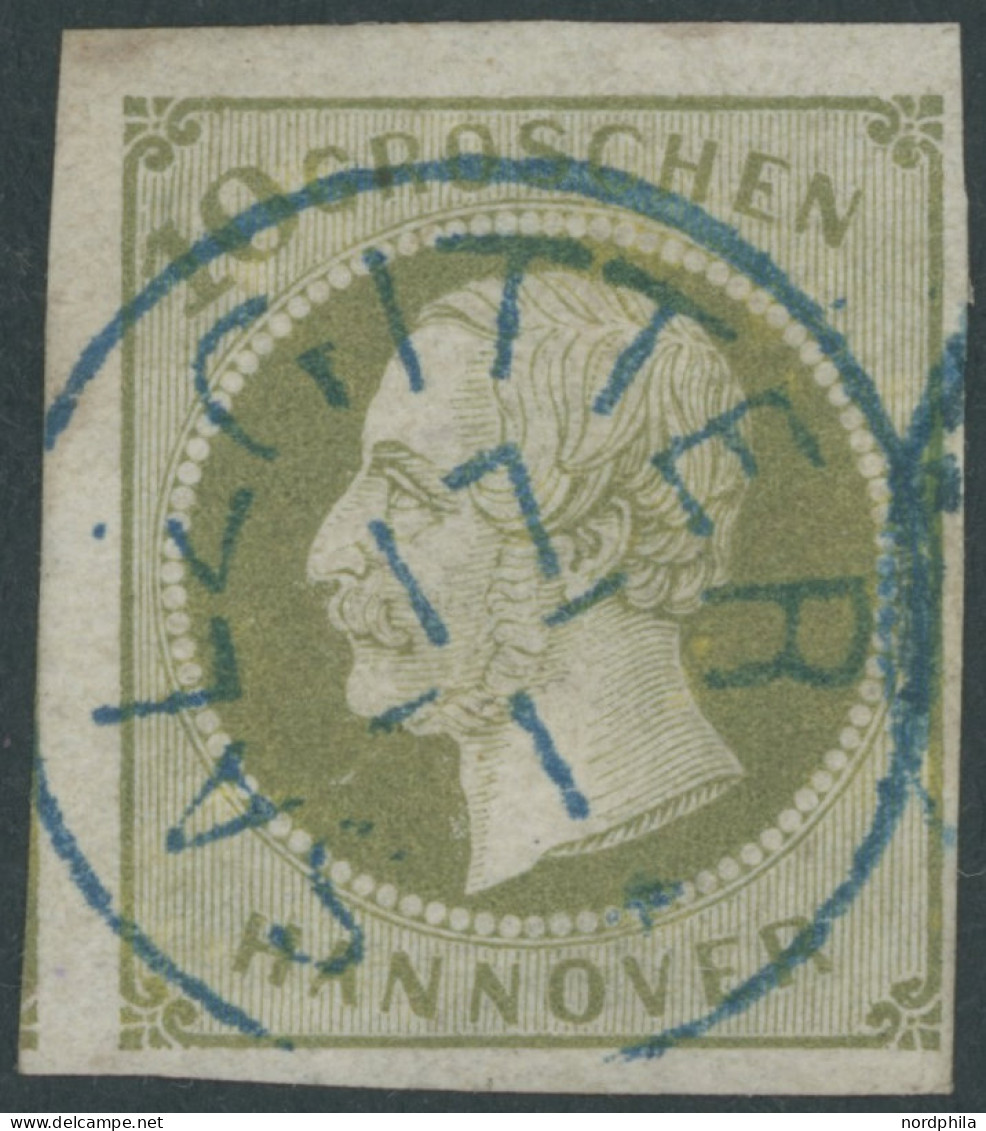 HANNOVER 18 O, 1861, 10 Gr. Dkl`grünlicholiv, Zentrischer K1 SALZGITTER, Repariert Wie Pracht, Gepr. W. Engel, Mi. (1700 - Hannover