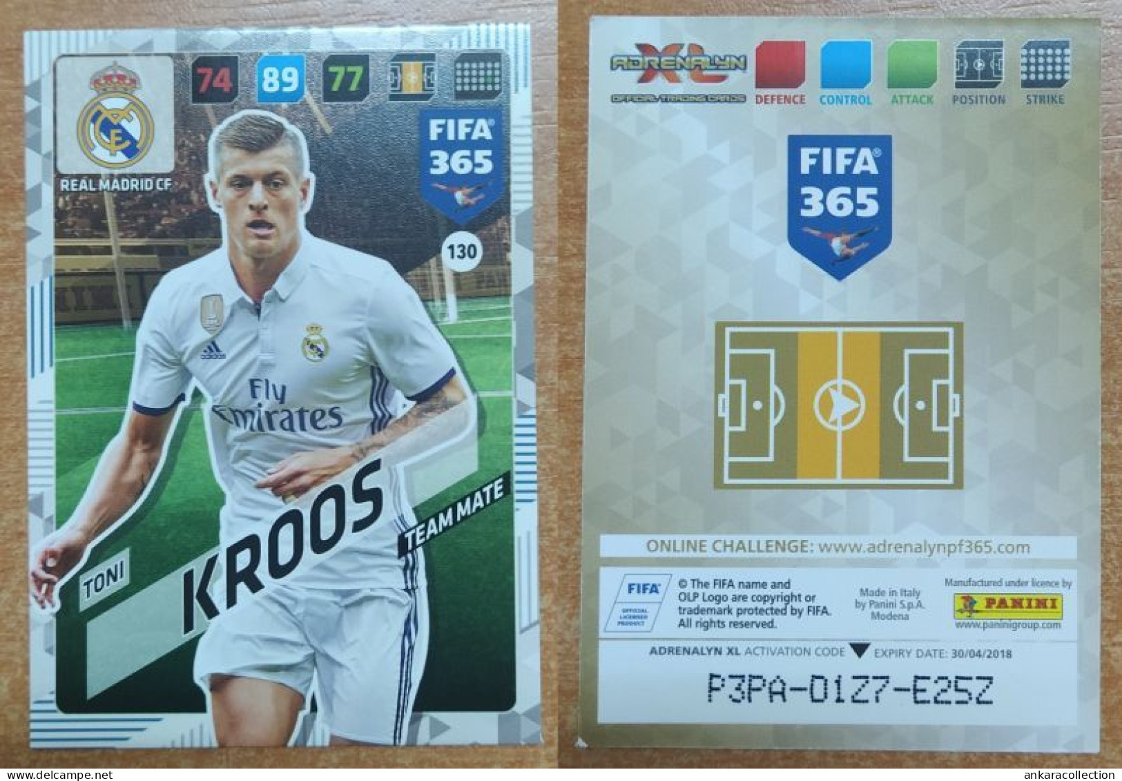 AC - 130 TONI KROOS  REAL MADRID  PANINI FIFA 365 2018 ADRENALYN TRADING CARD - Trading-Karten