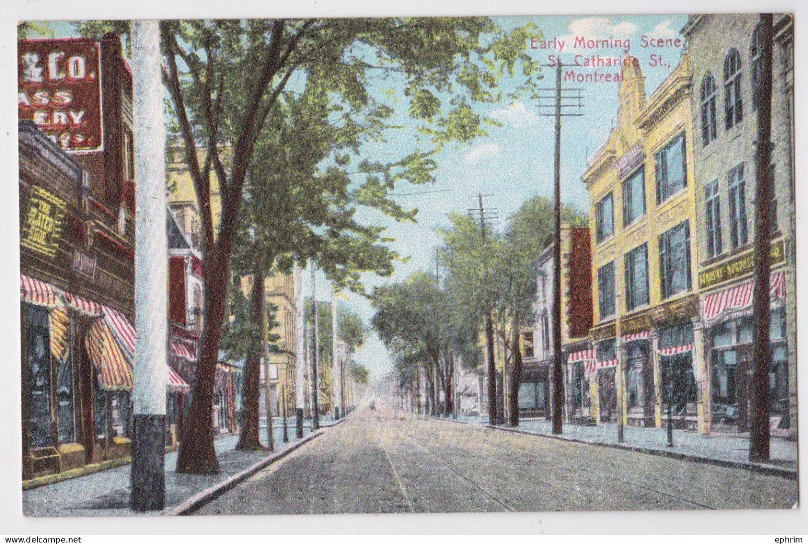 Montreal St Catherine Street Early Morning Scene - Montreal