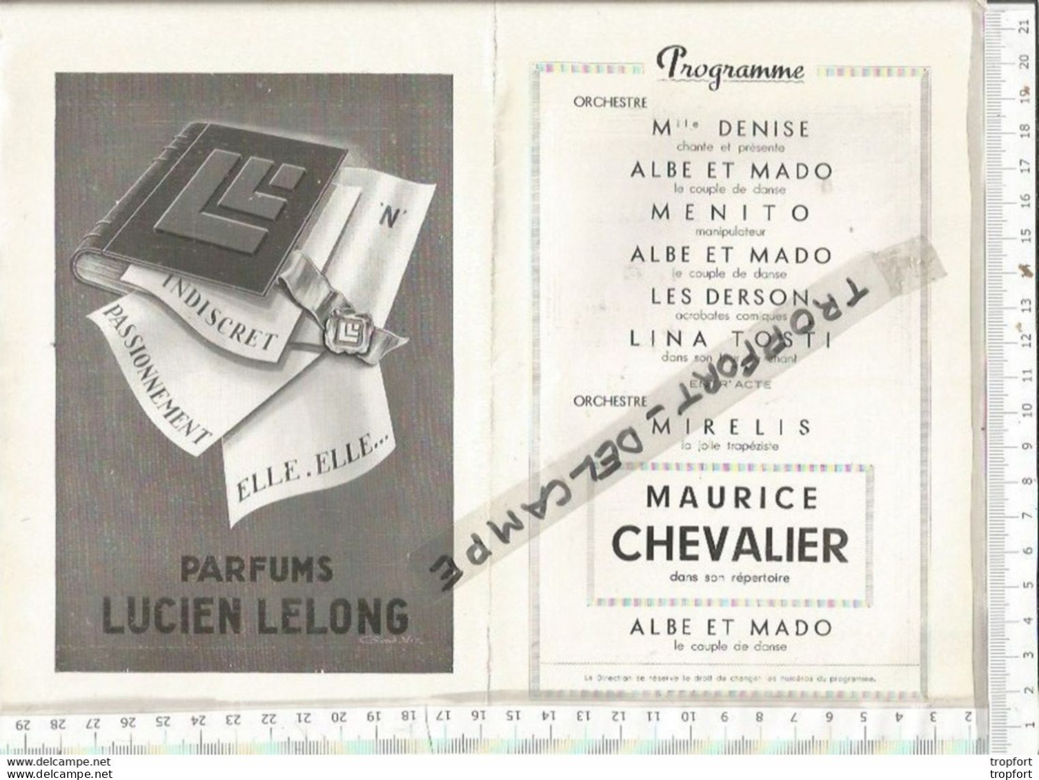 FF / RARE PROGRAMME Ancien THEATRE ALHAMBRA BORDEAUX 1942 MAURICE CHEVALIER - Programs