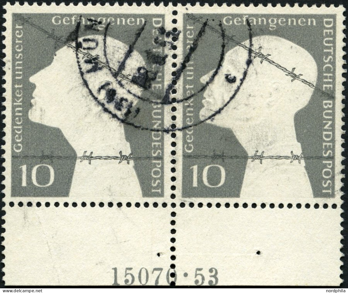 BUNDESREPUBLIK 165 HAN  Paar O, 1953, 10 Pf. Kriegsgefangene Im Waagerechten Paar Mit HAN 15070.53, Feinst, Mi. 100.- - Used Stamps