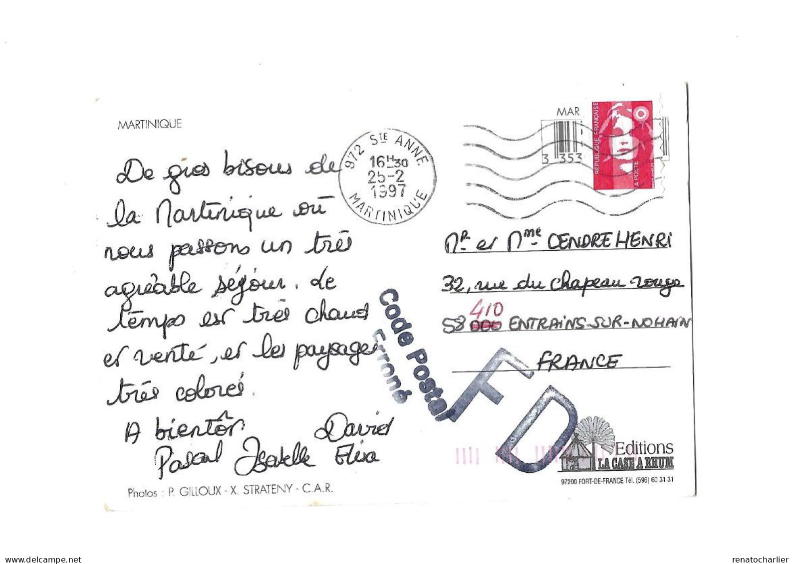 Multivues.Expédié à Entrains-sur-Nohain (Nièvre). "FD","Code Postal Erroné" - Other & Unclassified