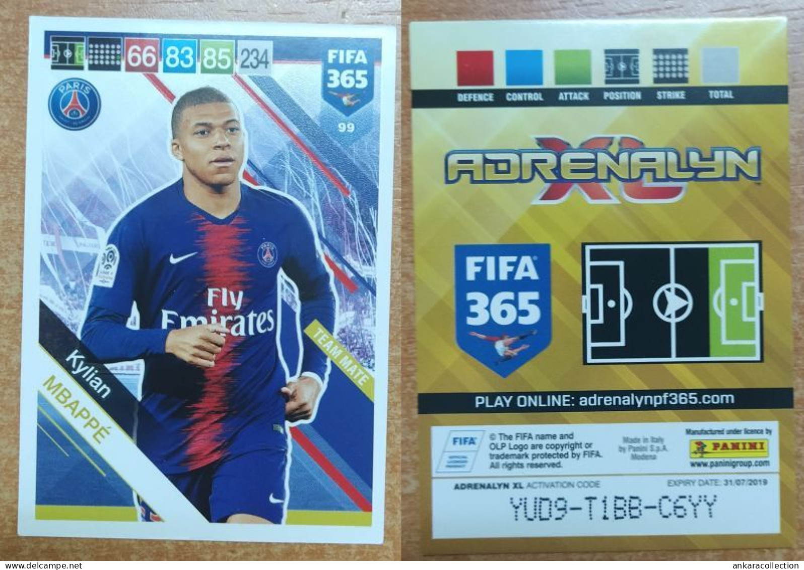 AC - 99 KYLIAN MBAPPE  PARIS SAINT GERMAIN  PANINI FIFA 365 2019 ADRENALYN TRADING CARD - Tarjetas