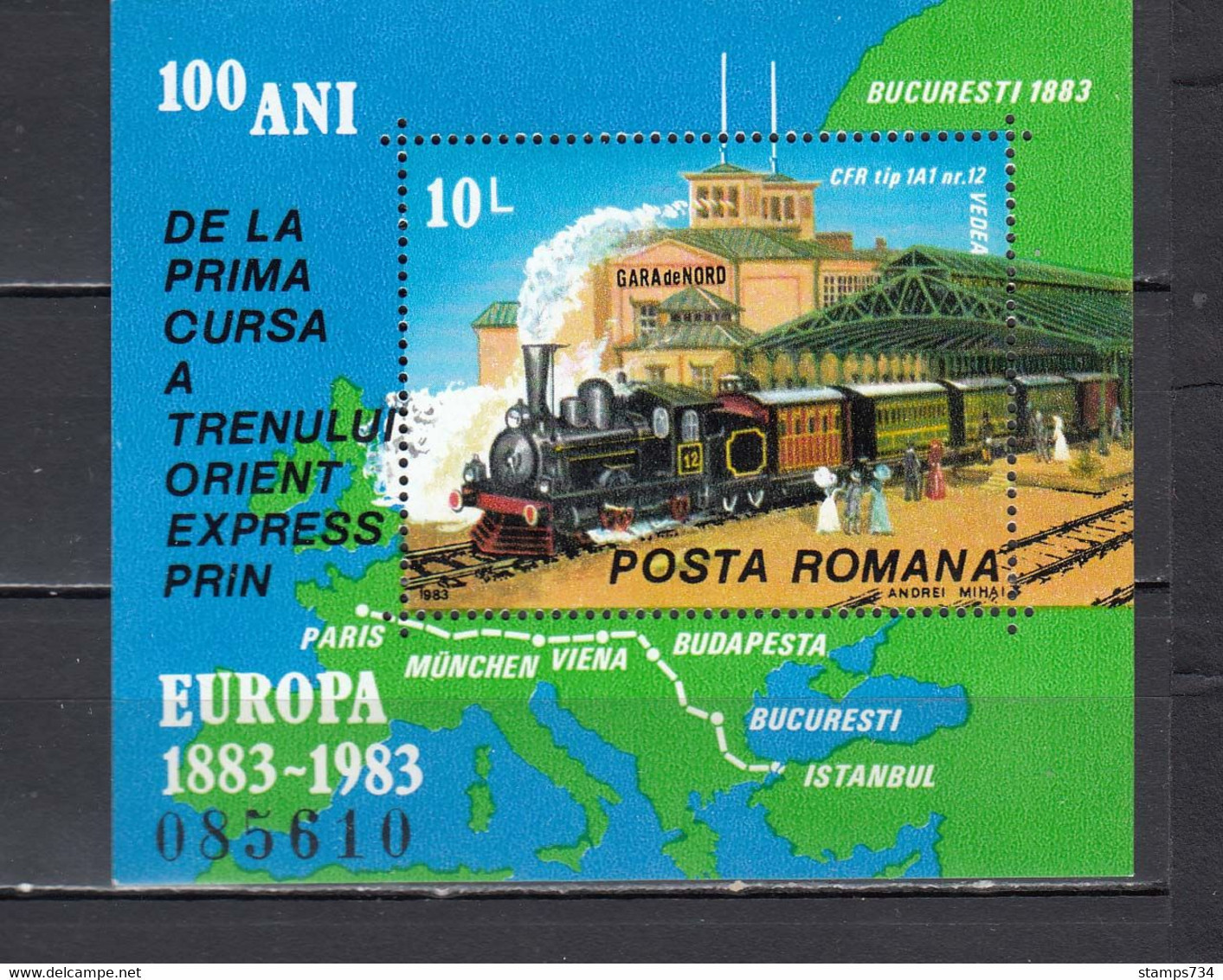 Romania 1983 - 100 Years Orientexpress, Mi-Nr. Block 198, MNH** - Neufs