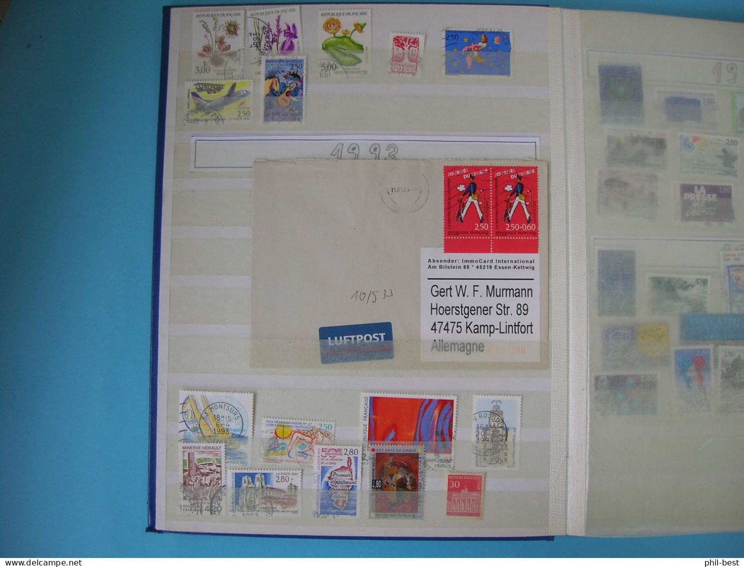 Frankreich 1992-2004, 11 Seiten **, Gestempelt, Briefe, Automatenmarken #Alb195 - Gebraucht