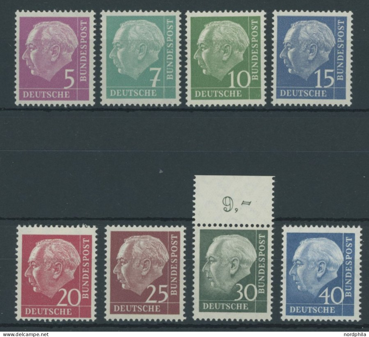 BUNDESREPUBLIK 179-260y **, 1960, Heuss Lumogen (8 Werte), Postfrischer Prachtsatz, Mi. 65.- - Ungebraucht