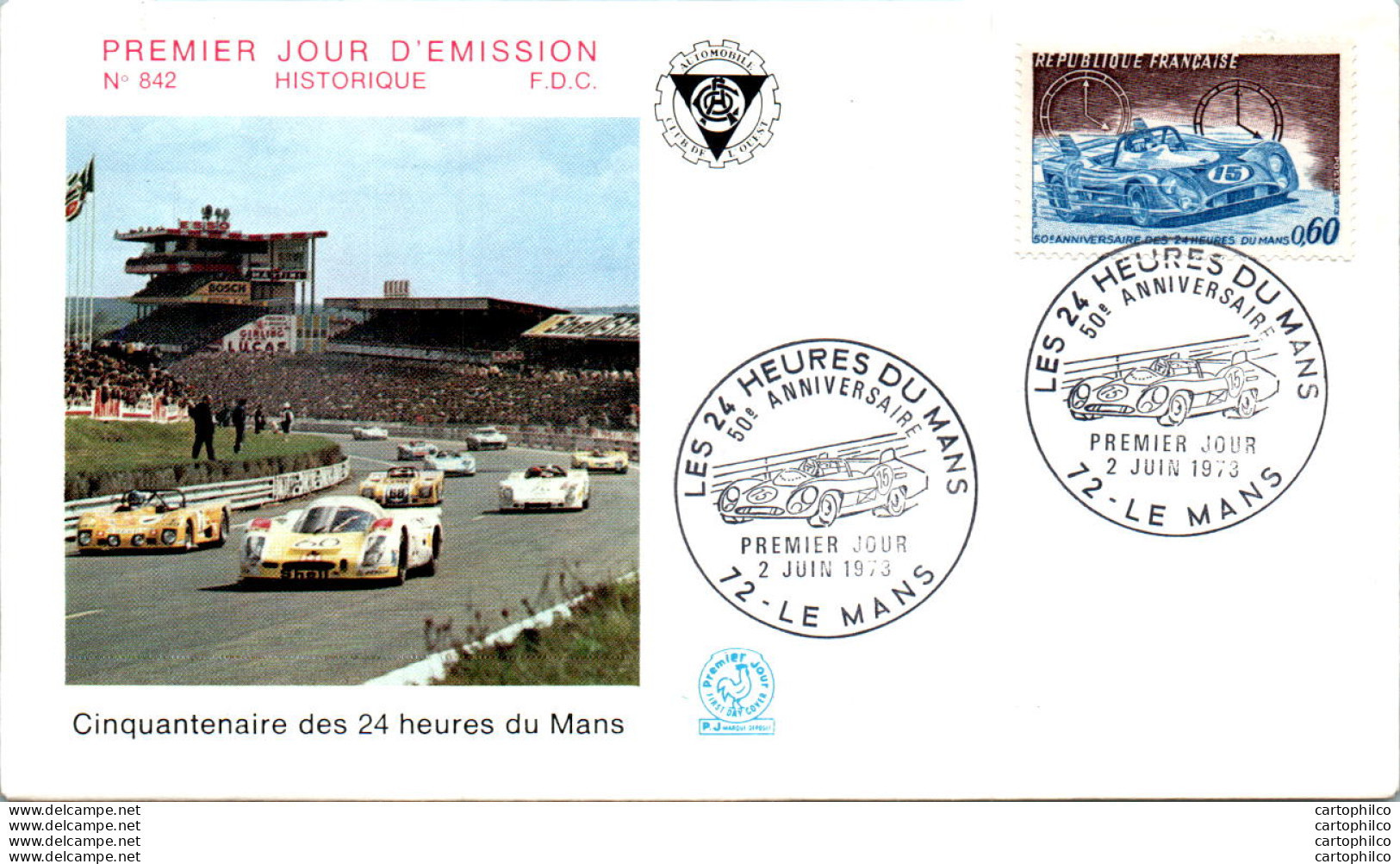 FDC France 24 Heurs Du Mans 19073 Automobile - 1970-1979