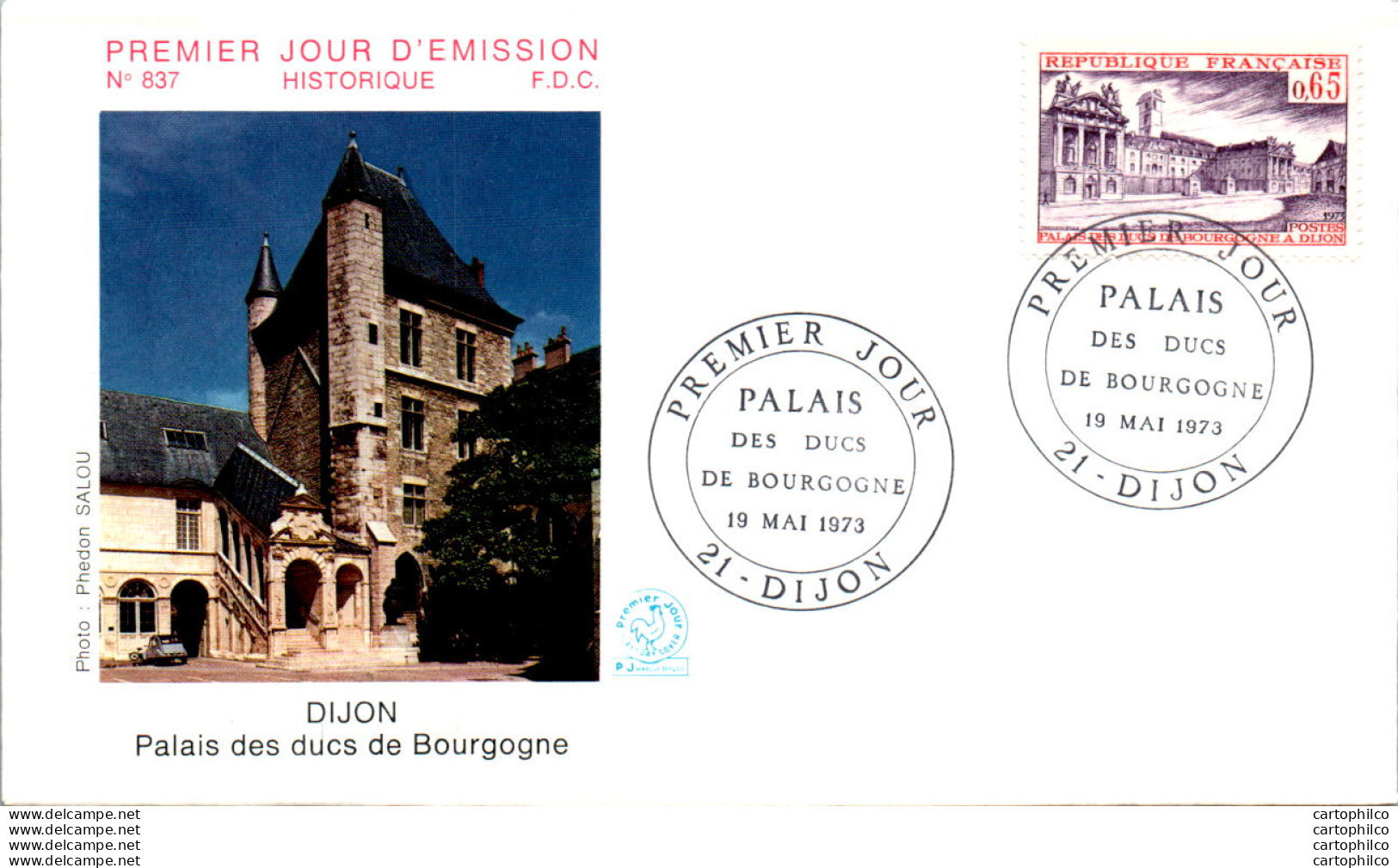 FDC France Dijon Palais Des Ducs De Bourgogne Dijon 19073 - 1970-1979