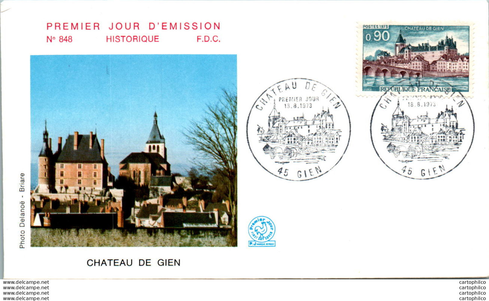 FDC France Château De Gien 19073 - 1970-1979