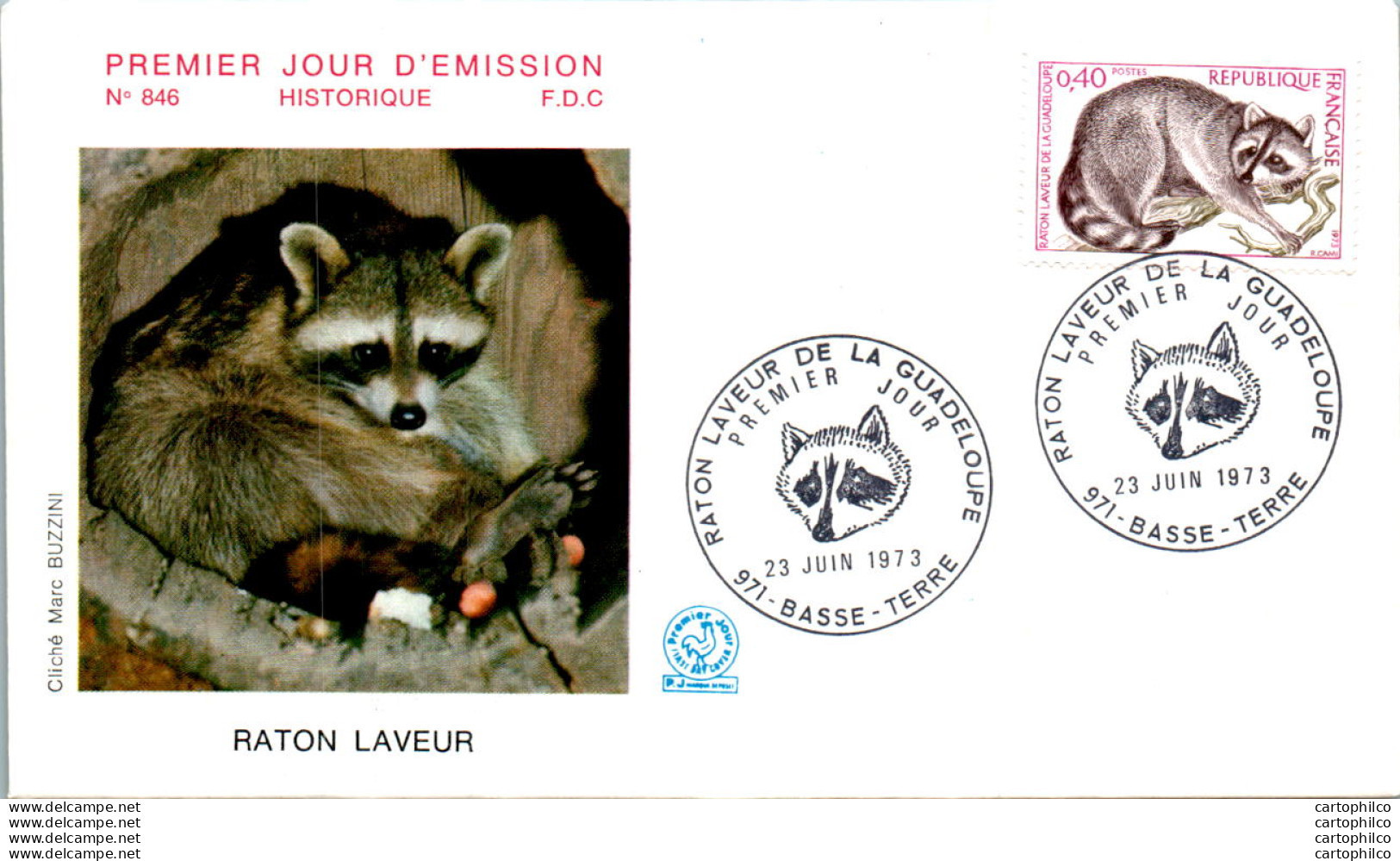 FDC France Raton Laveur Basse Terre Guadeloupe 19073 - 1970-1979