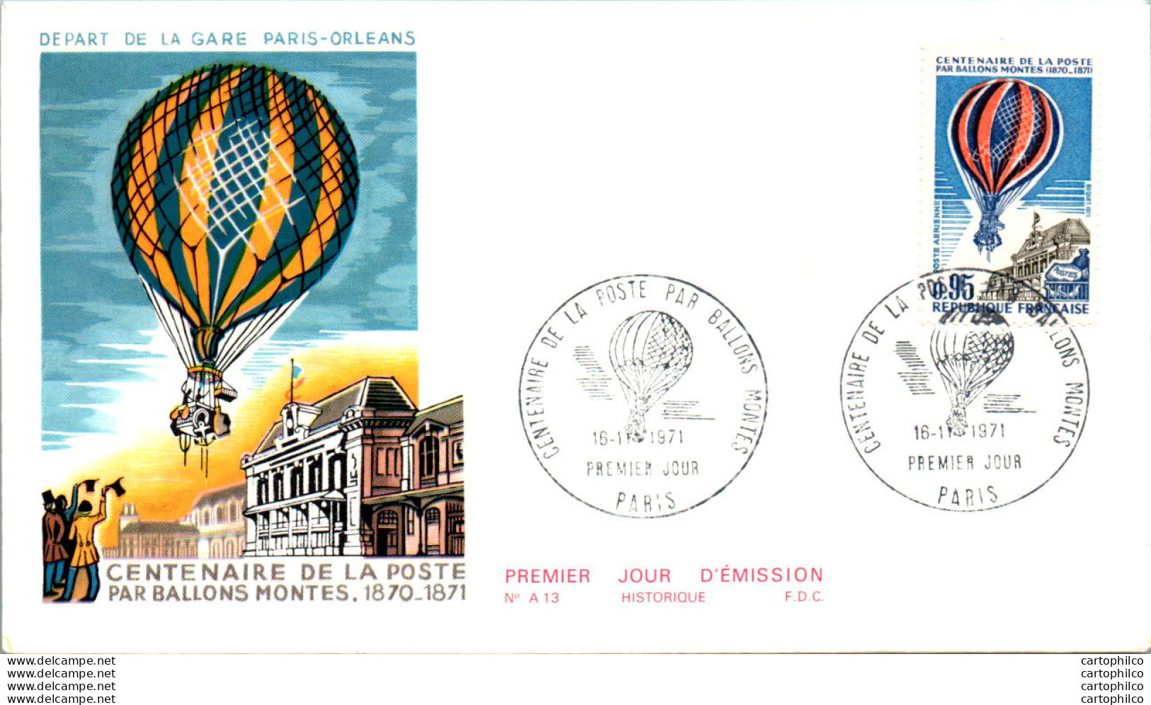 FDC France Ballons Montes Paris 1972 Aviation - 1970-1979