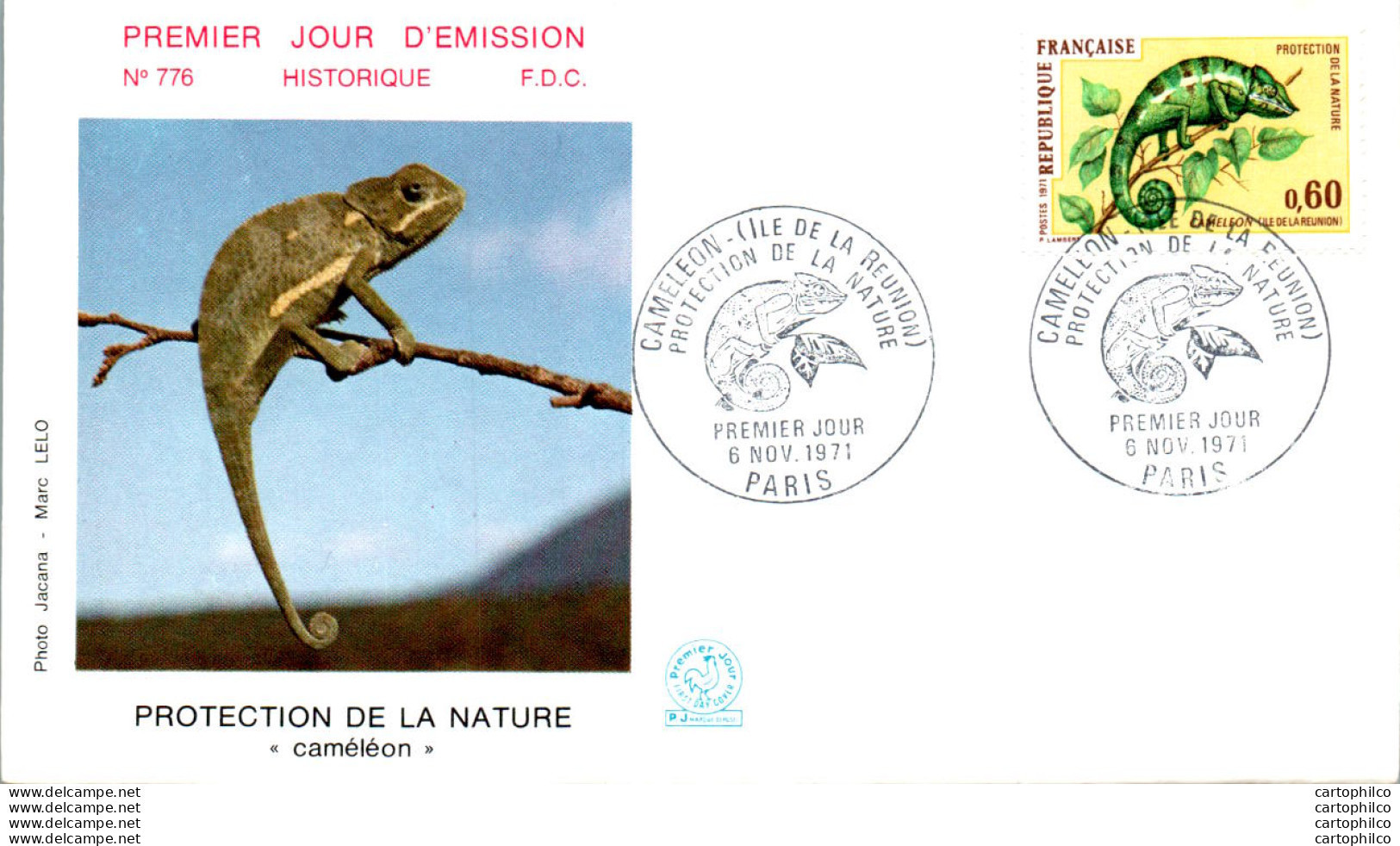 FDC France Protection De La Nature Cameleon Paris 19071 - 1970-1979