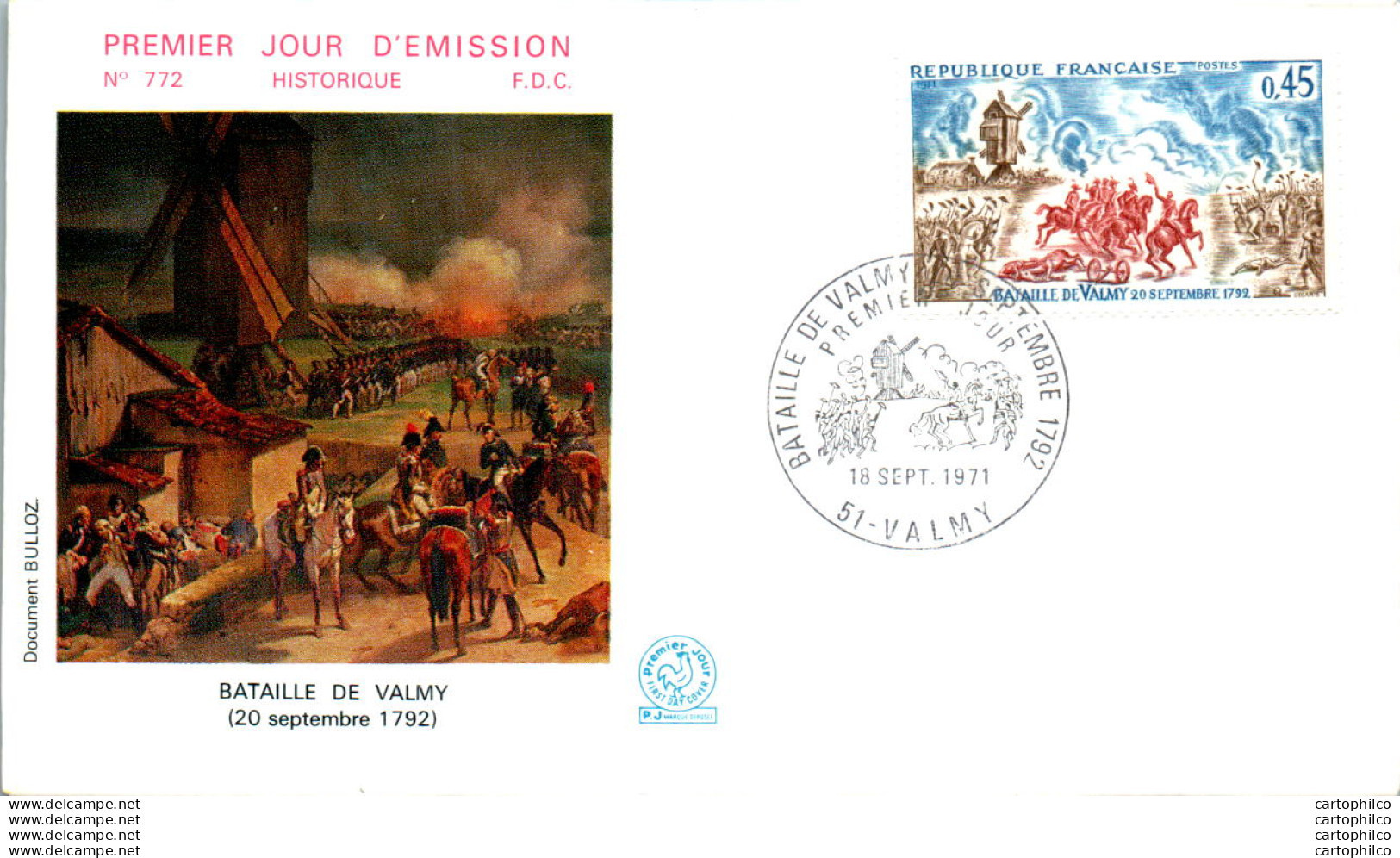 FDC France Bataille De Valmy 19071 - 1970-1979