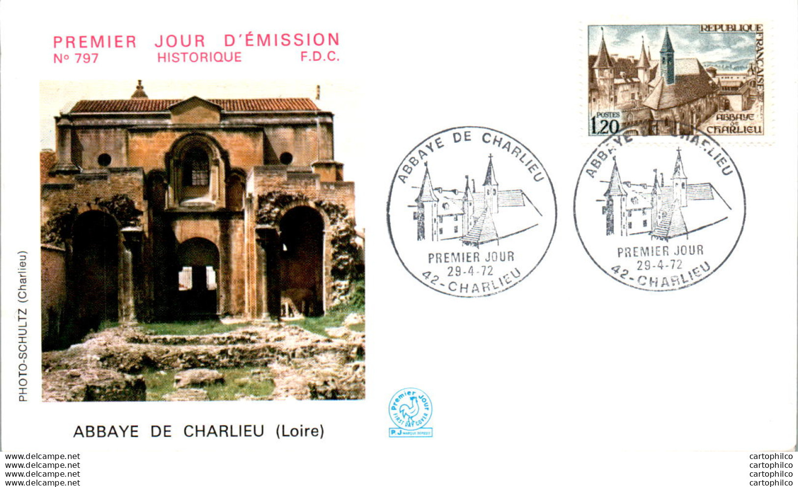 FDC France Abbaye De Charlieu 1972 - 1970-1979