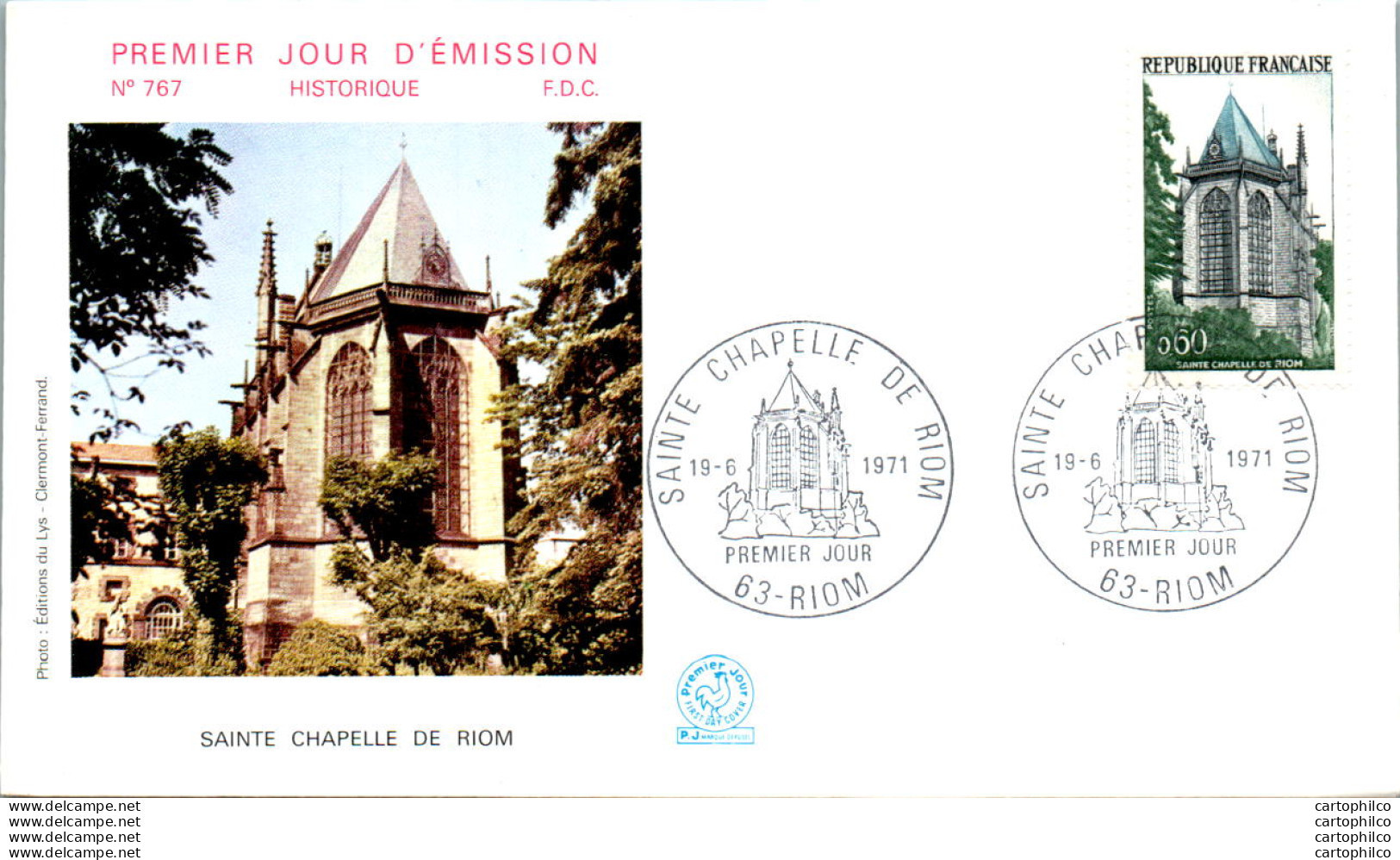 FDC France Saint Chapelle De Riom 19071 - 1970-1979