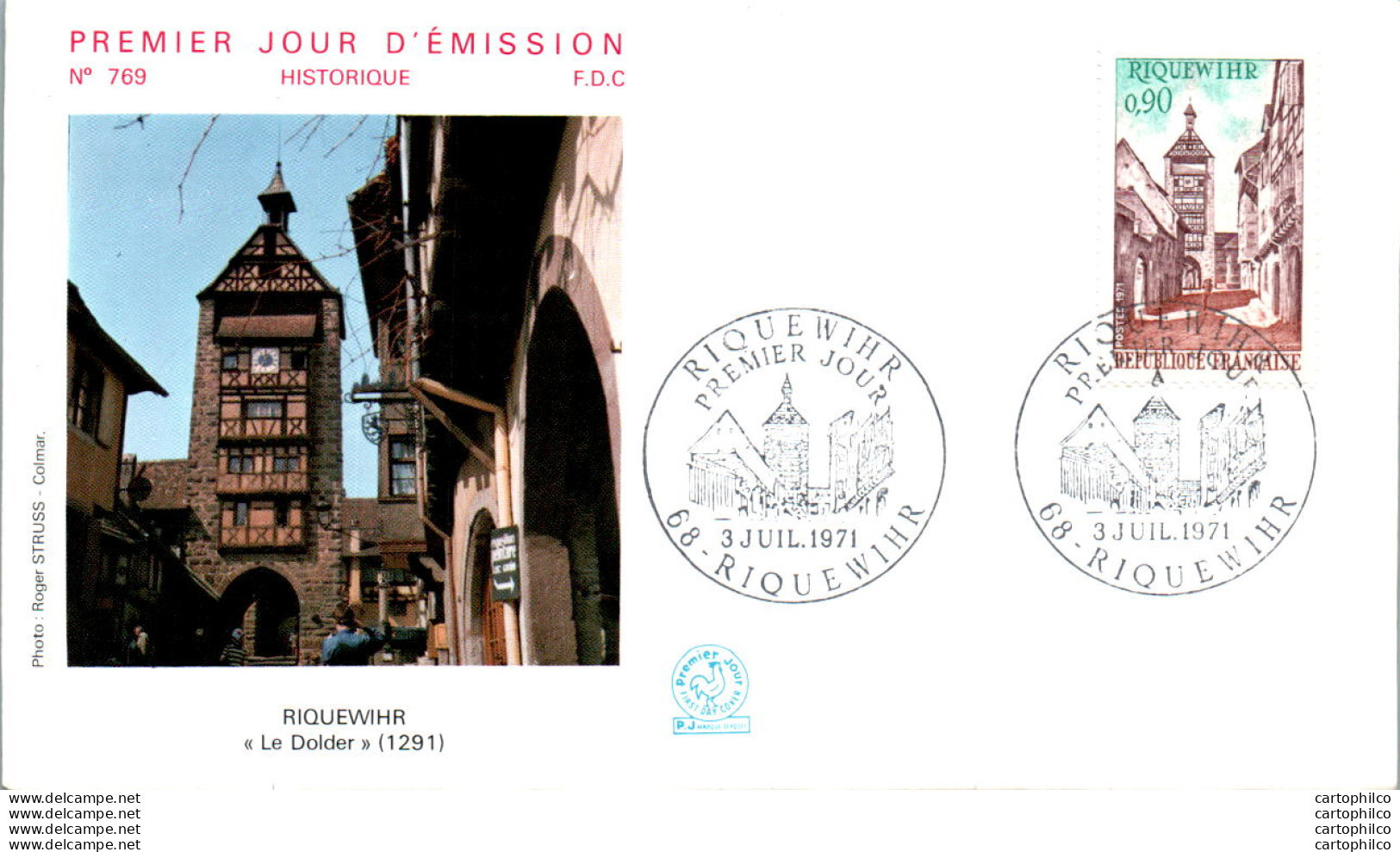 FDC France Riquewihr Le Dolder 19071 - 1970-1979