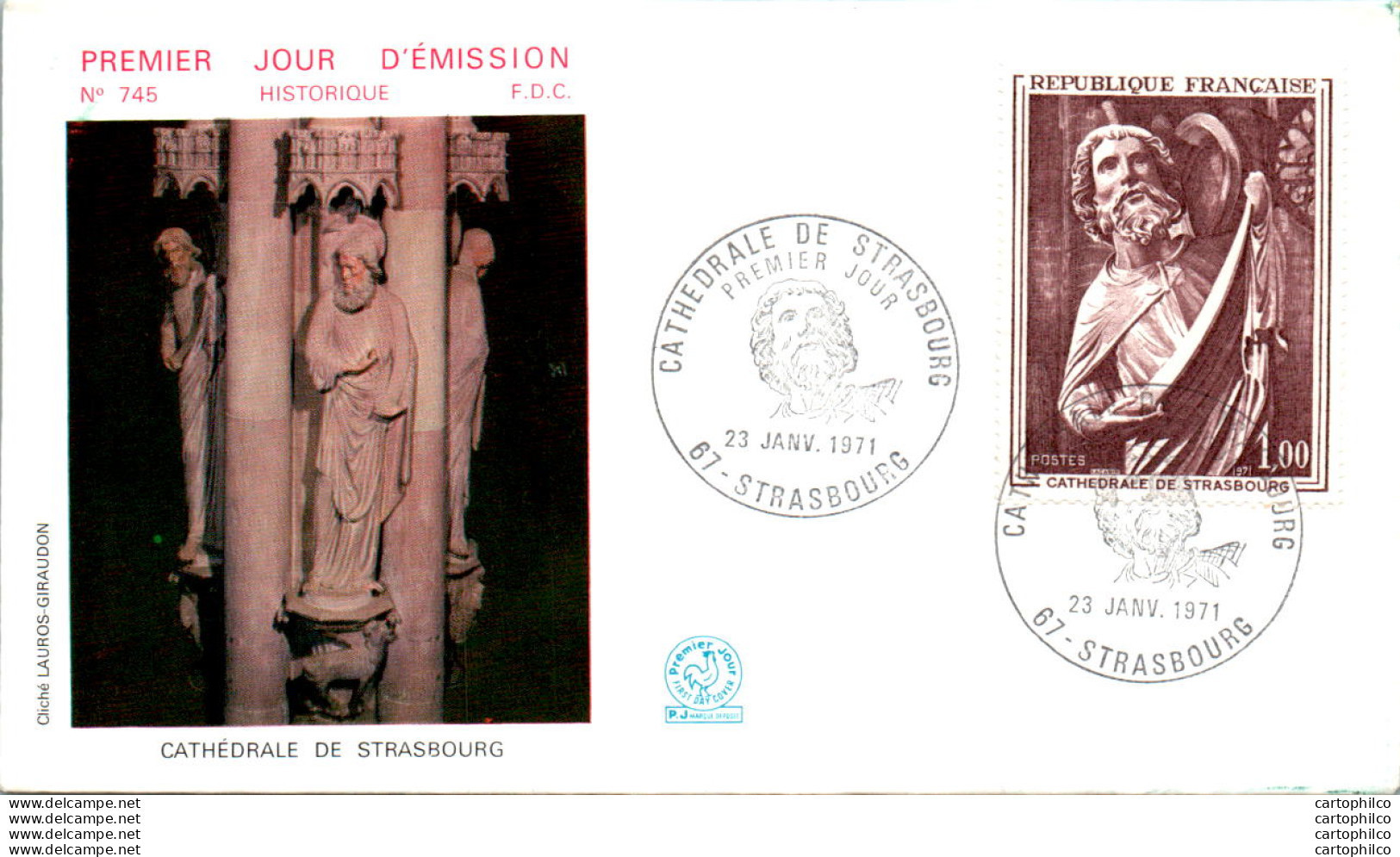 FDC France Cathedrale De Strasbourg 19071 - 1970-1979