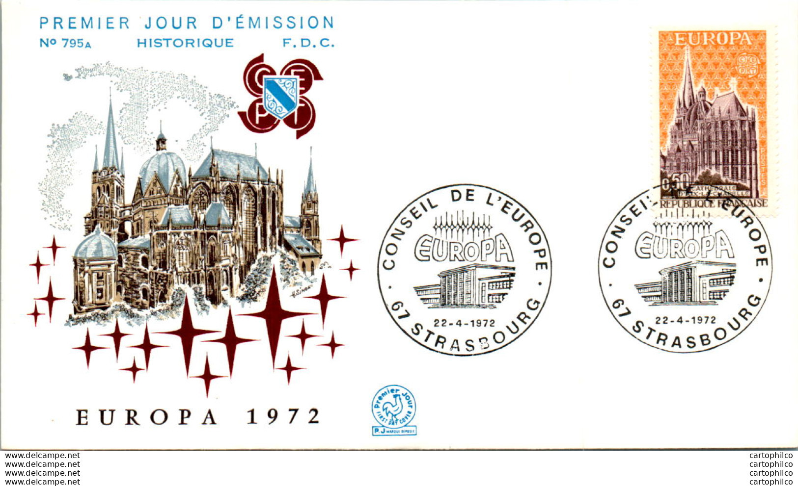 FDC France  Europa 1972 Strasbourg 1972 Cathedrale - 1970-1979