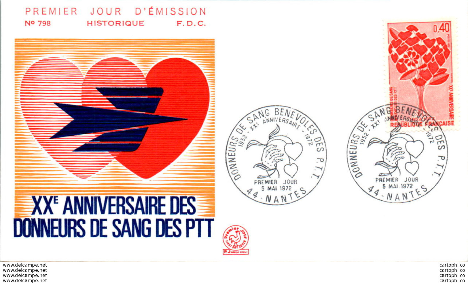 FDC France  Donneurs De Sang Des PTT Nantes 1972 - 1970-1979