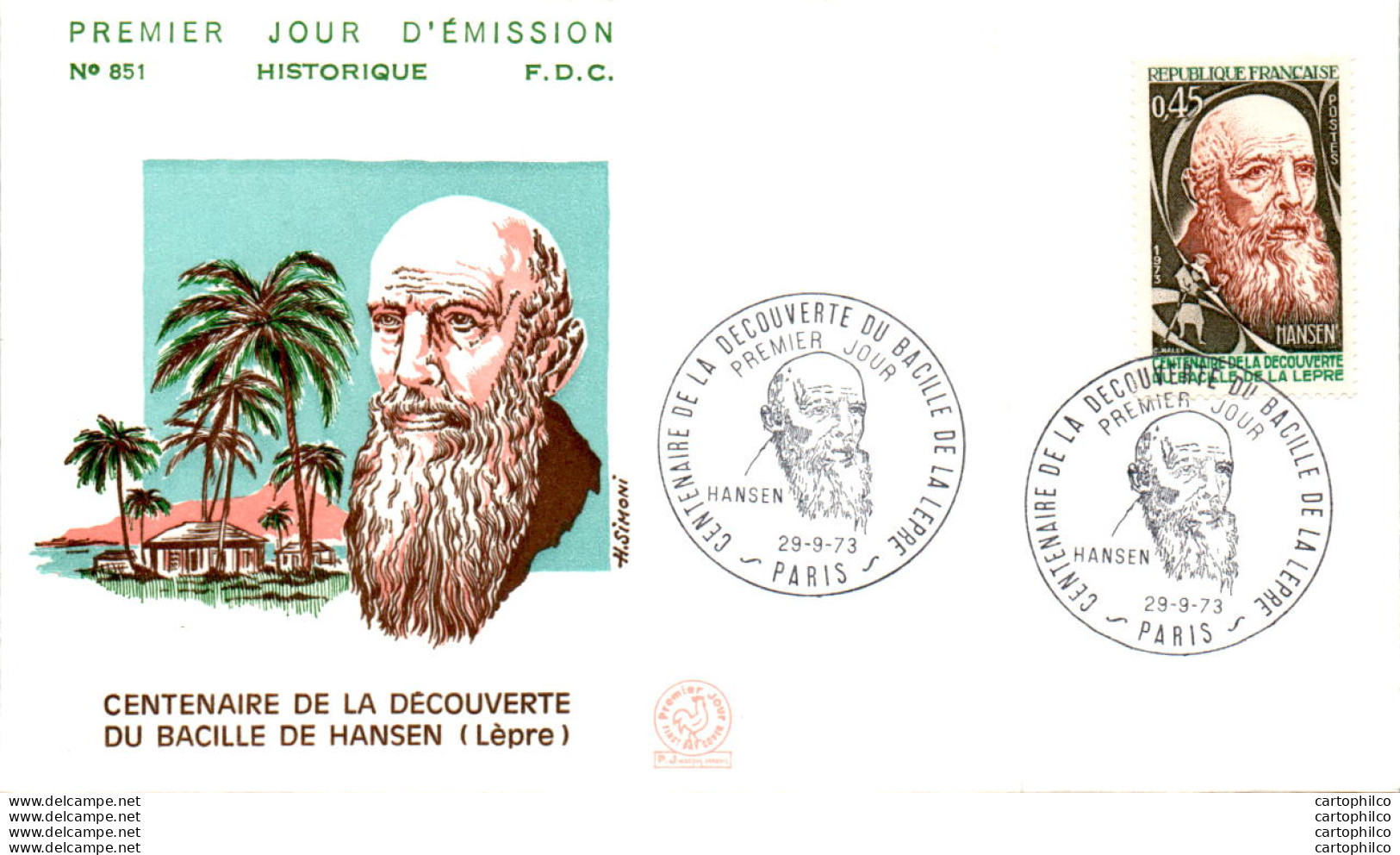 FDC France  Bacille De Hansen Lepre Paris 19073 Medecine - 1970-1979