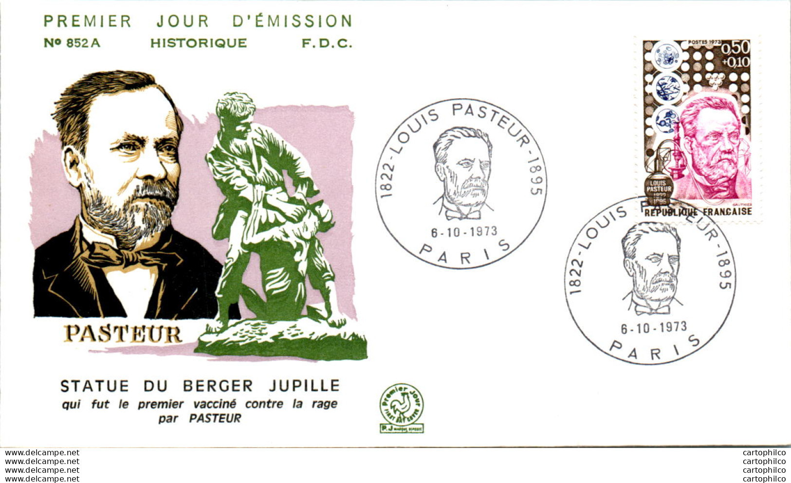 FDC France  Statue Du Berger Jupille Pasteur Paris 19073 - 1970-1979