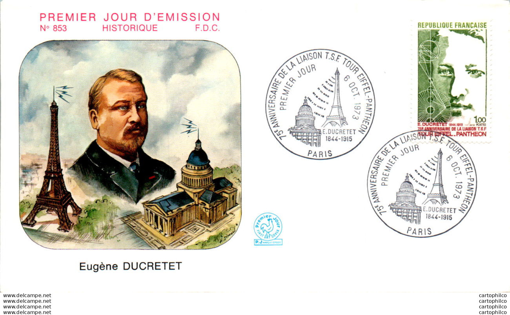 FDC France  Eugene Ducretet Paris 19073 Tour Eiffel - 1970-1979