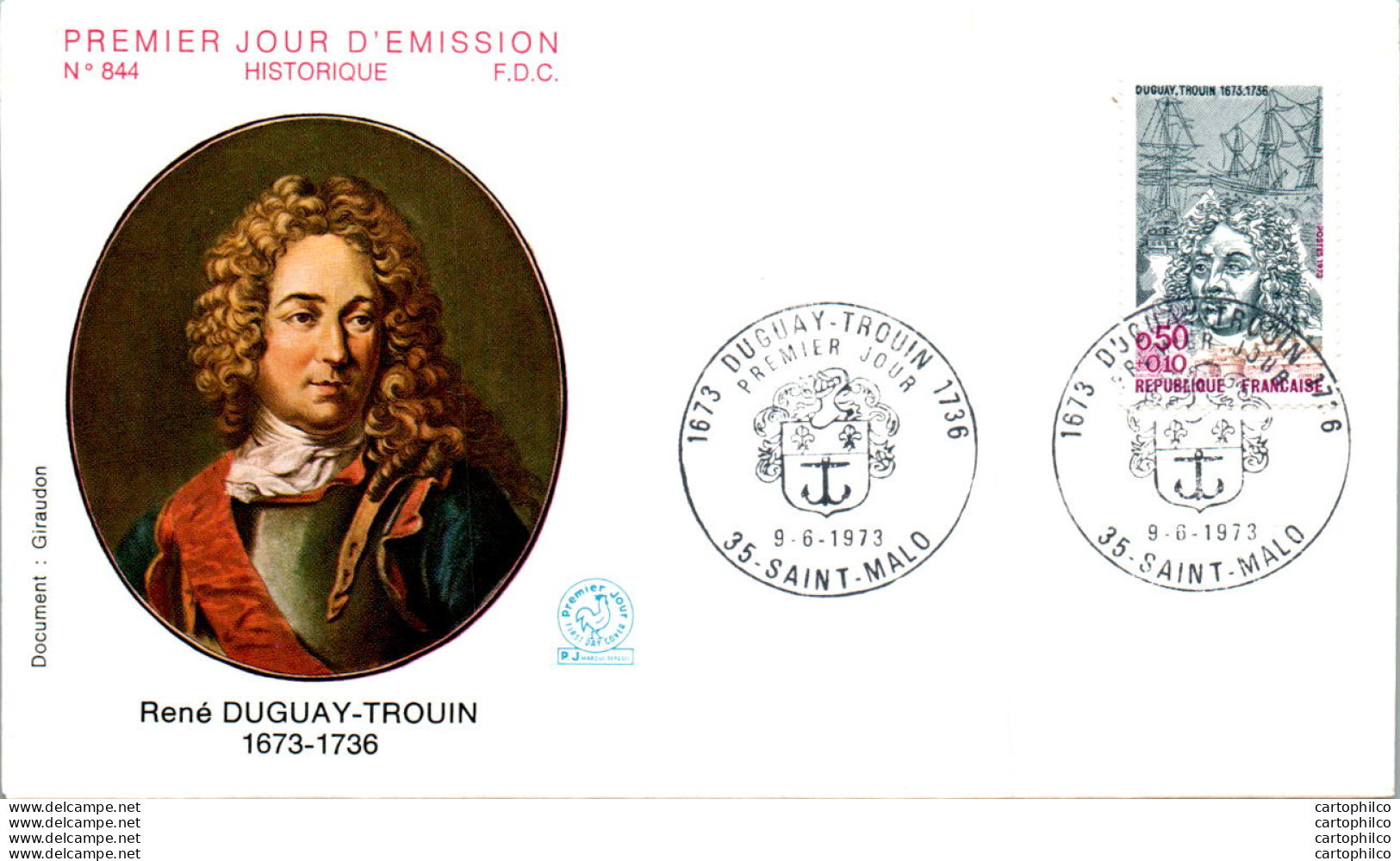 FDC France  Rene Duguay Trouin Saint Malo 19073 Bateau Marine - 1970-1979