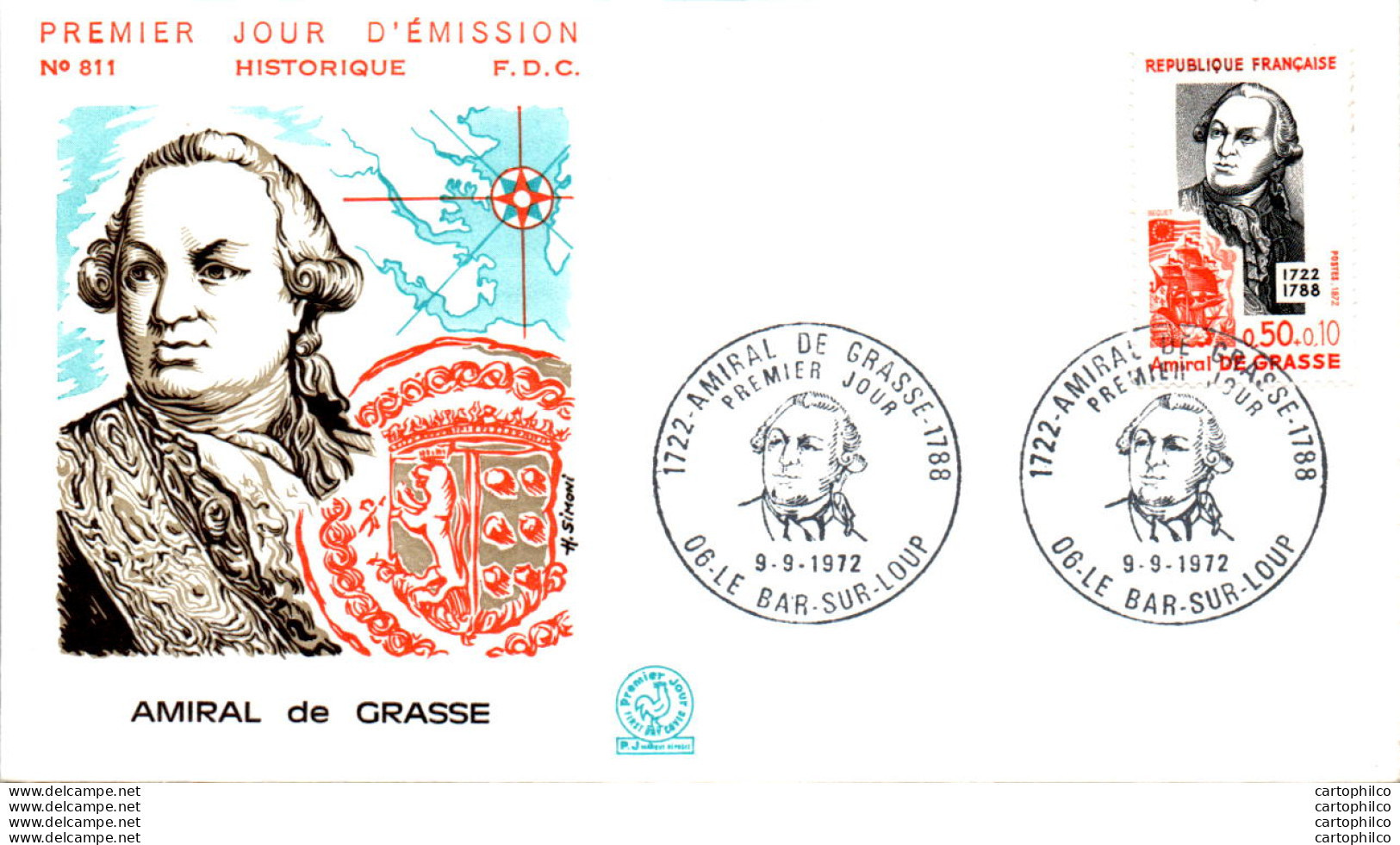 FDC France  Amiral De Grasse Le Bar Sur Loup Marine Bateau - 1970-1979