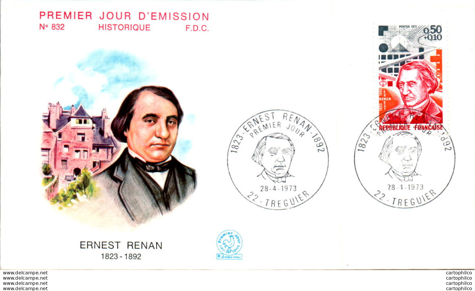 FDC France  Ernest Renan Treguier 19073 - 1970-1979