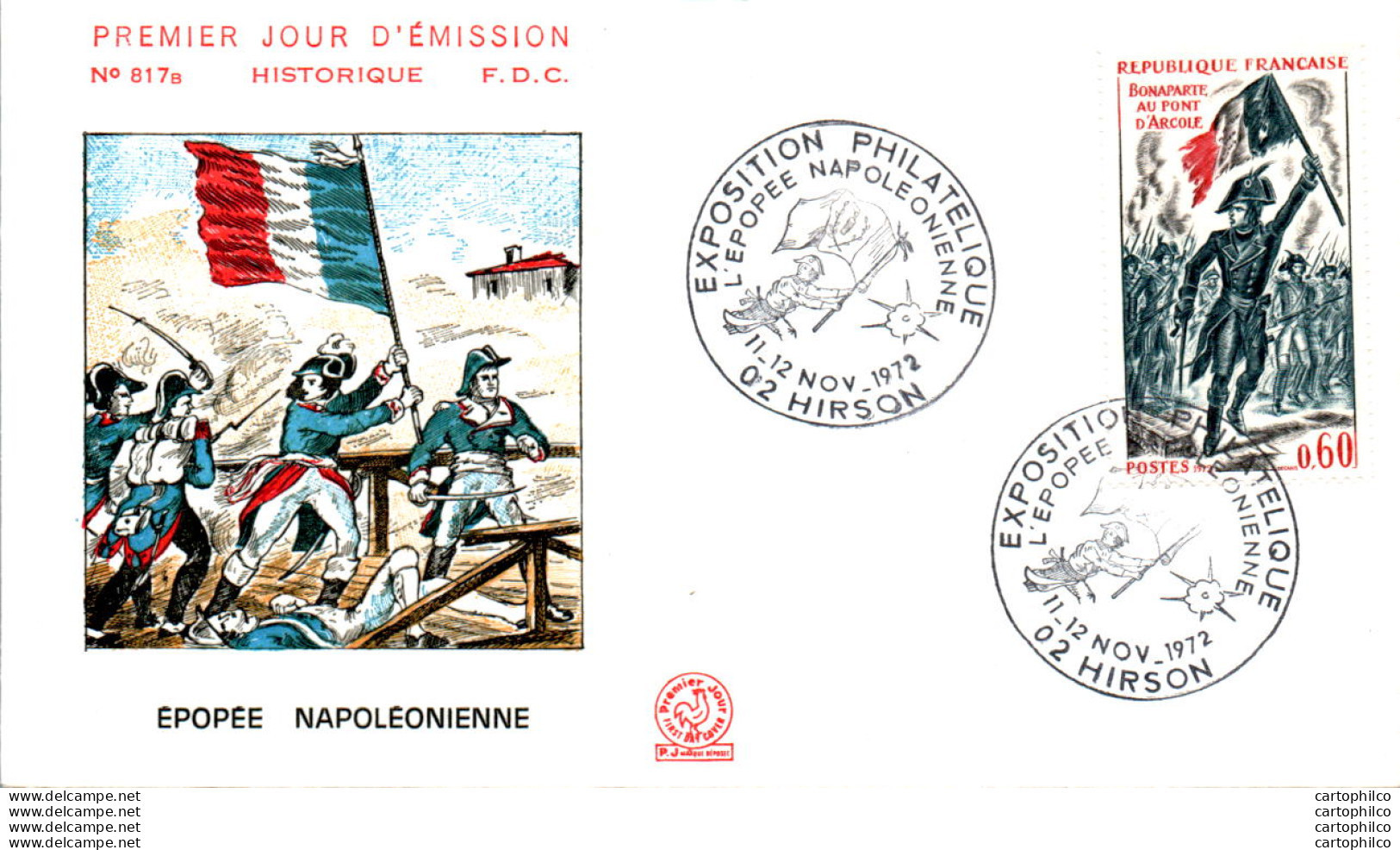 FDC France Epopee Napoleonienne Napoleon Hirson 1972 Revolution Militaria - 1970-1979