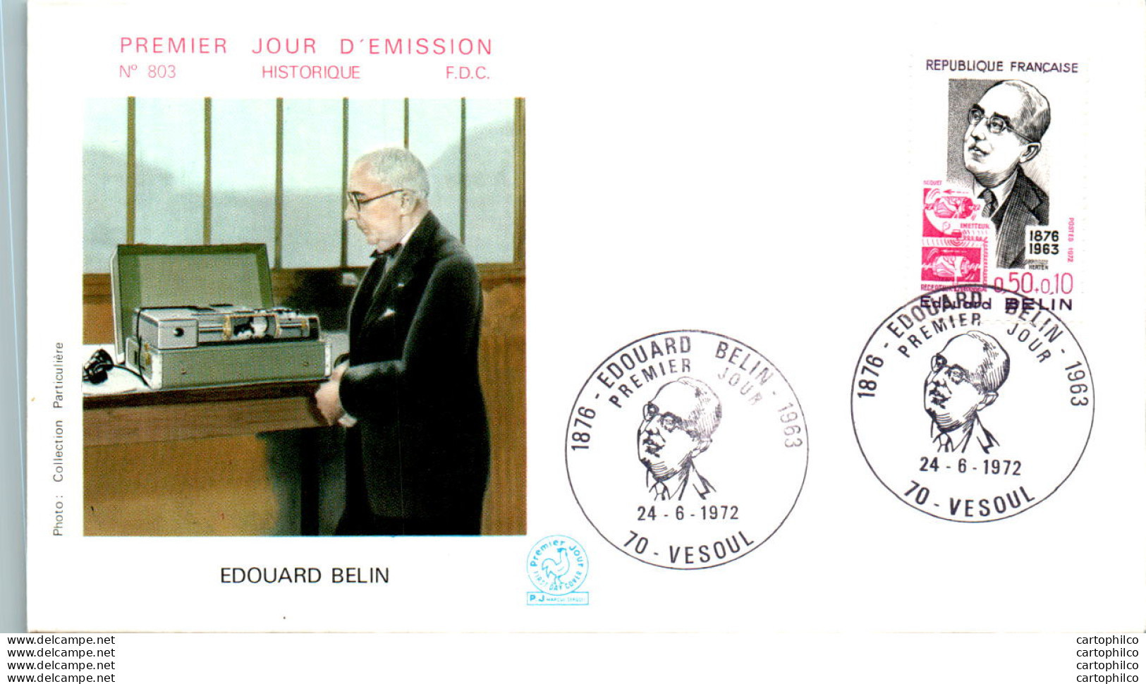 FDC France Edouard Belin Vesoul 1972 - 1970-1979