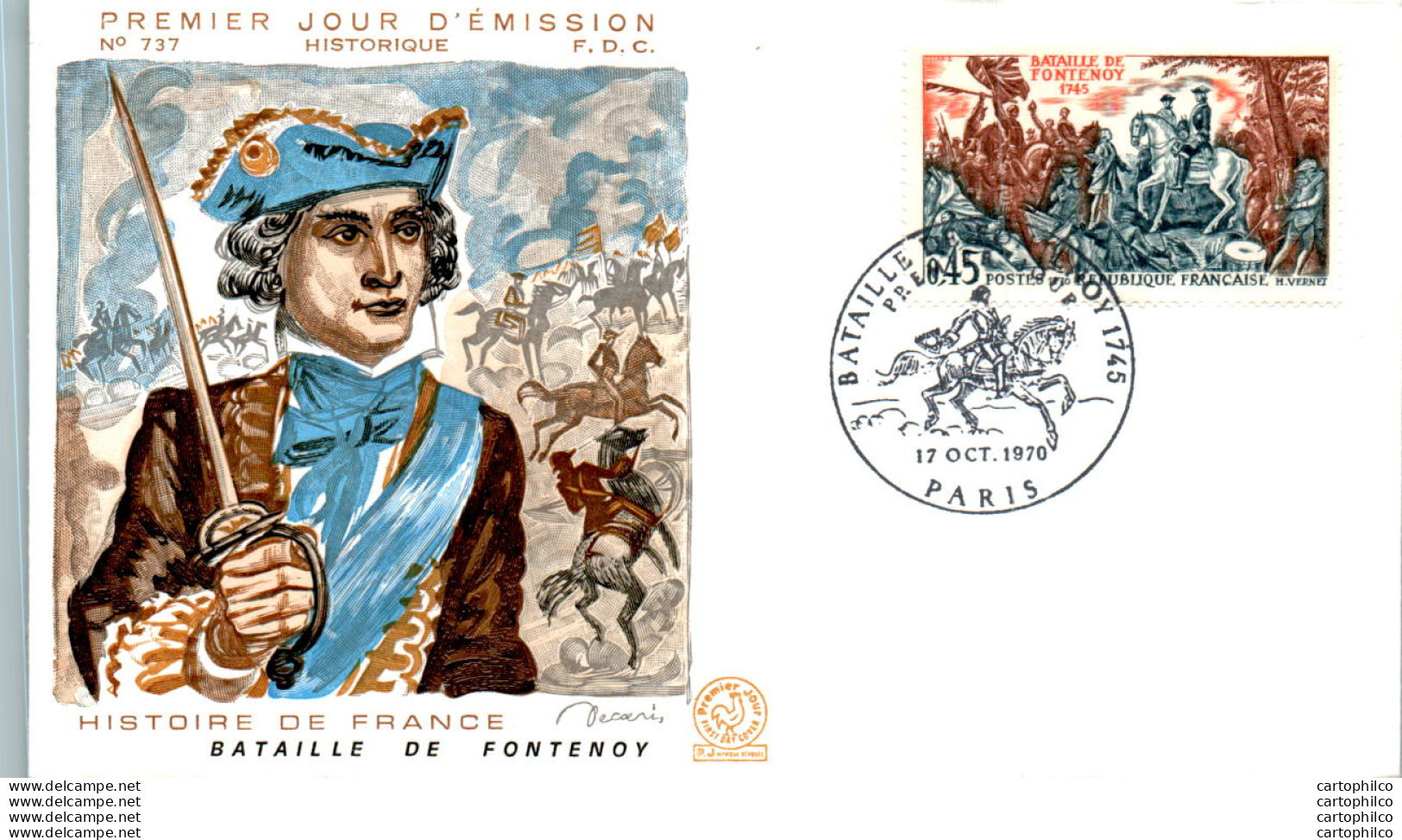 FDC France Bataille De Fontenoy Paris 1970 Militaria - 1970-1979