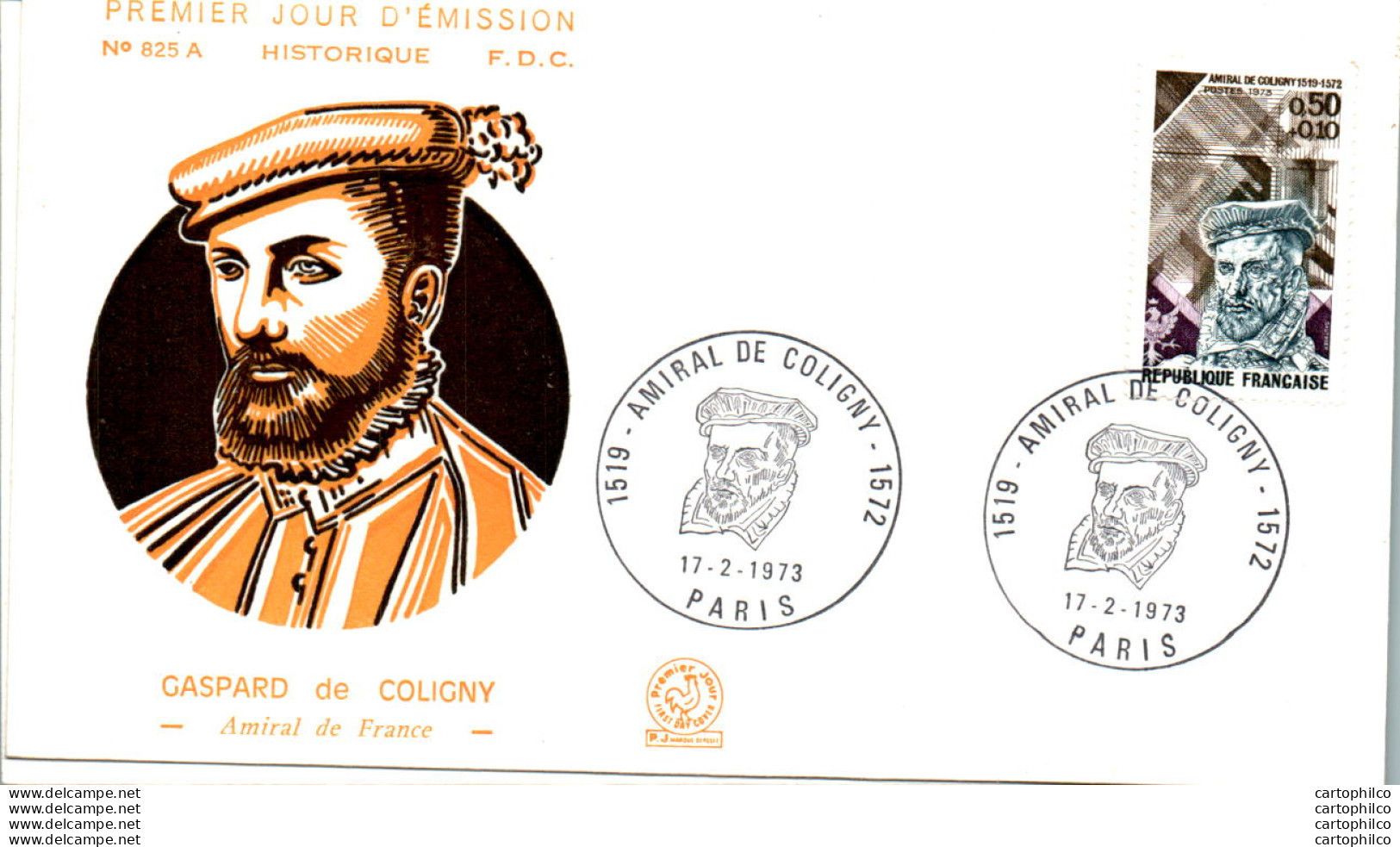 FDC France Gaspard De Coligny Amiral De France Paris 19073 - 1970-1979