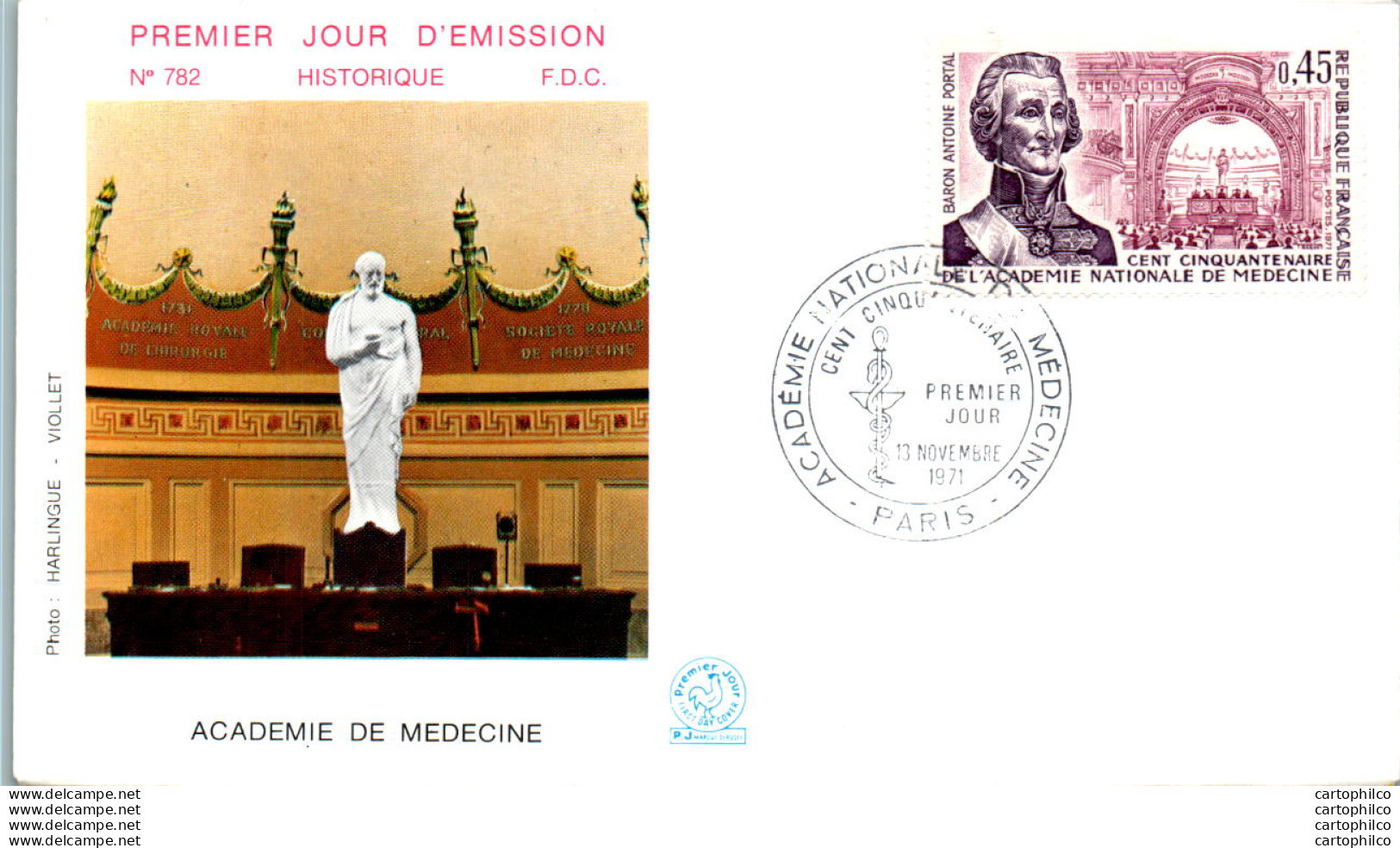 FDC France Academie De Medecine Baron Antoine Portal Paris 19071 - 1970-1979