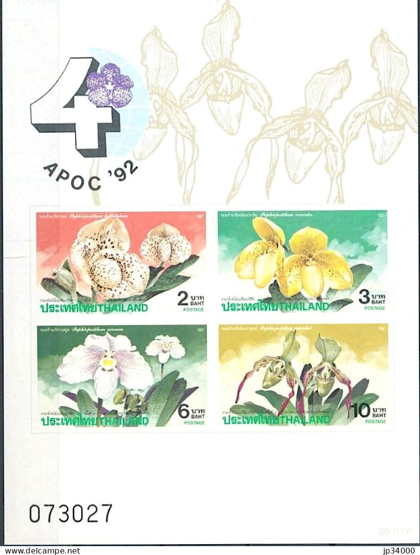 THAILANDE Orchidées, Orchidée Yvert BF 34/35a ** Neuf Sans Charnière. Mnh (Non Dentelé) - Orchideeën