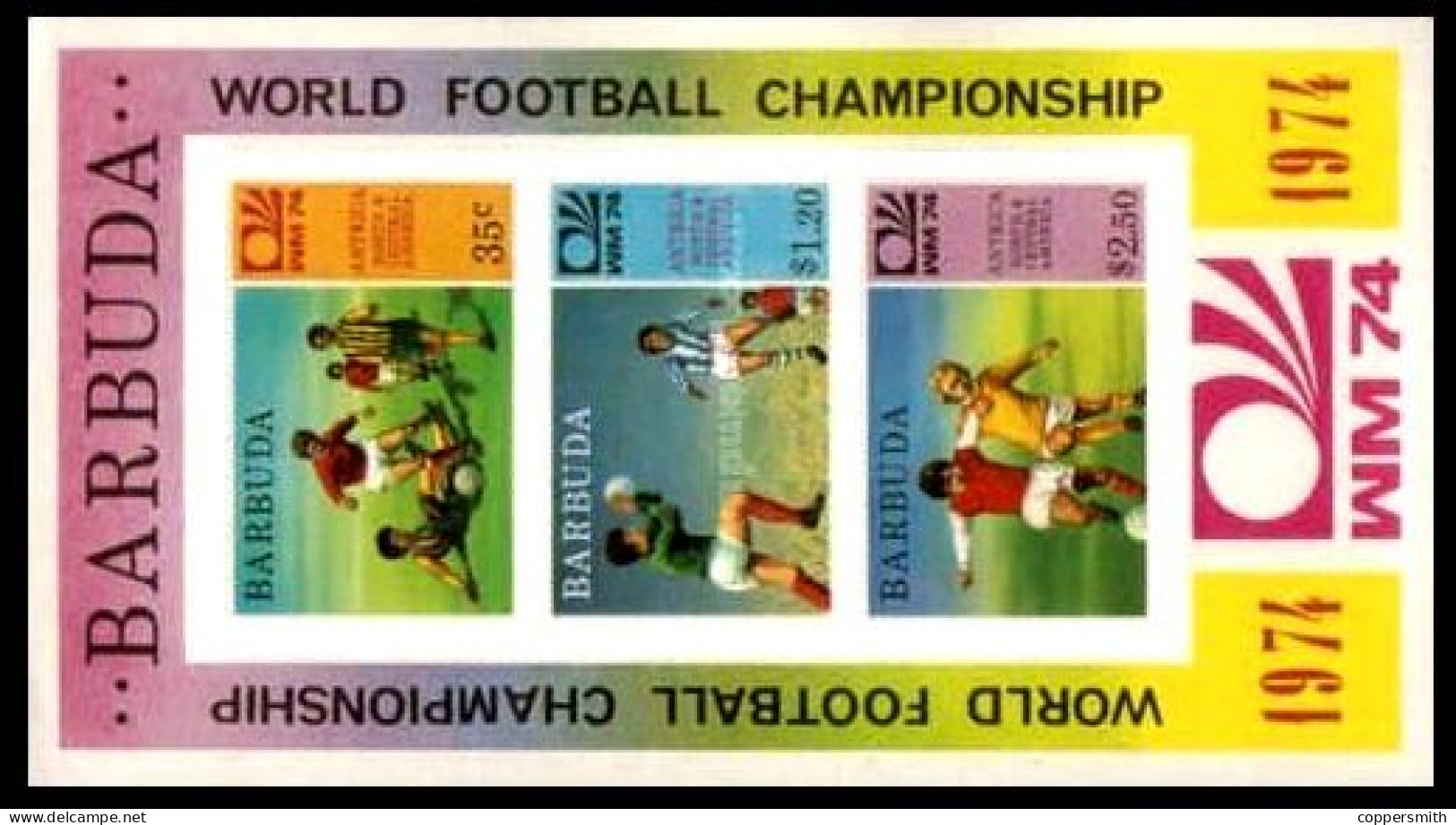 (004) Barbuda 1974  Sport / Football Sheet / Bf / Bloc / Imperf. / Non-dent. / Ungezähnt / Rare ** / Mnh  Michel BL 8 B - Antigua And Barbuda (1981-...)