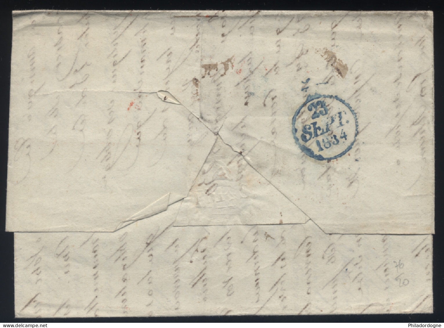 Belgique - LaC Cachet Malines Pour Paris L.P.B.2.R. Belgique Par Valenciennes - 21/09/1834 - 1830-1849 (Onafhankelijk België)