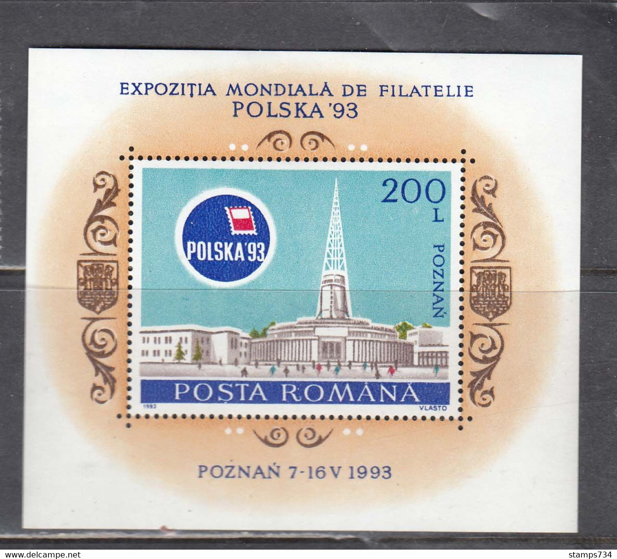 Romania 1993 - Stamp Exhibition POLSKA'93, Poznan, Mi-Nr. Block 281, MNH** - Nuovi