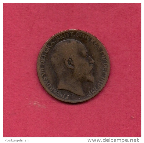 UK, Circulated Coin VF, 1910, 1 Penny, Edward VII, Bronze, KM794.2,  C1969 - D. 1 Penny