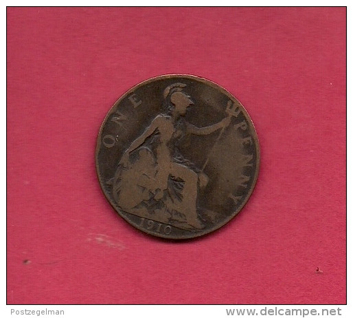 UK, Circulated Coin VF, 1910, 1 Penny, Edward VII, Bronze, KM794.2,  C1969 - D. 1 Penny