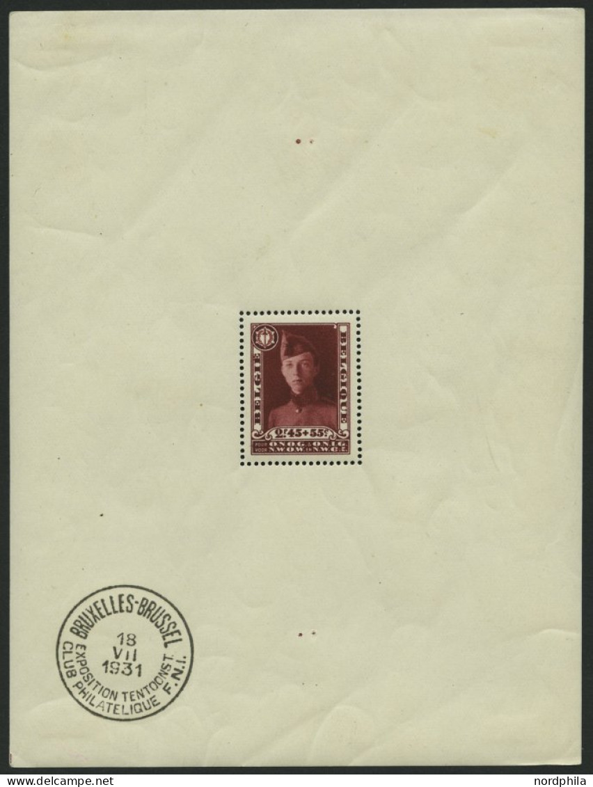 BELGIEN Bl. 2 *, 1931, Block Kriegsinvaliden, Falzrest Im Rand, Einzelmarke Postfrisch, Pracht - Nuevos