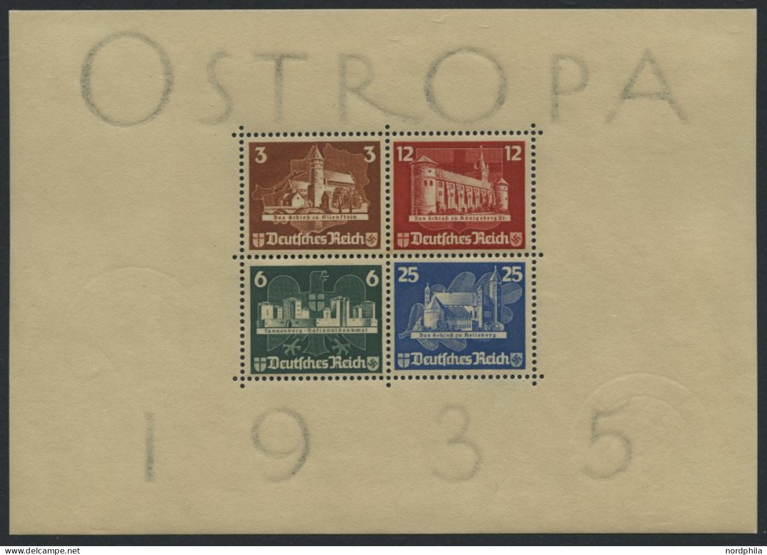 Dt. Reich Bl. 3 *, 1935, Block OSTROPA, Vollständiger Originalgummi!, Falzreste Im Rand, Marken Postfrisch, Pracht, Mi.  - Blocks & Kleinbögen