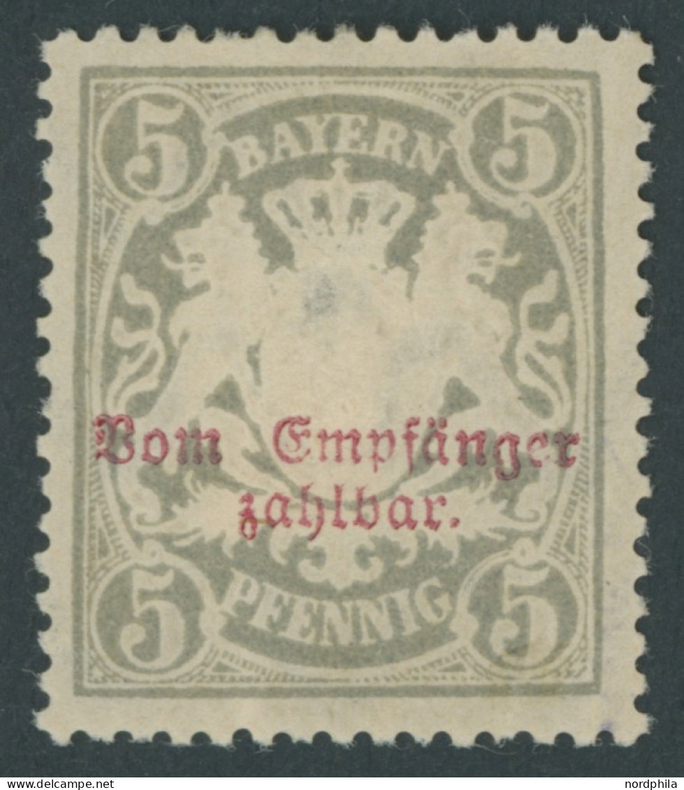 BAYERN P 11A *, 1888, 5 Pf. Gelbgrau Kleine Zähnungslöcher, Mehrere Falzreste, Pracht, Gepr. Dr. Helbig, Mi. 160.- - Nuevos