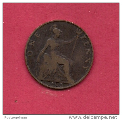 UK, Circulated Coin VF, 1903, 1 Penny, Edward VII, Bronze, KM794.2,  C1962 - D. 1 Penny